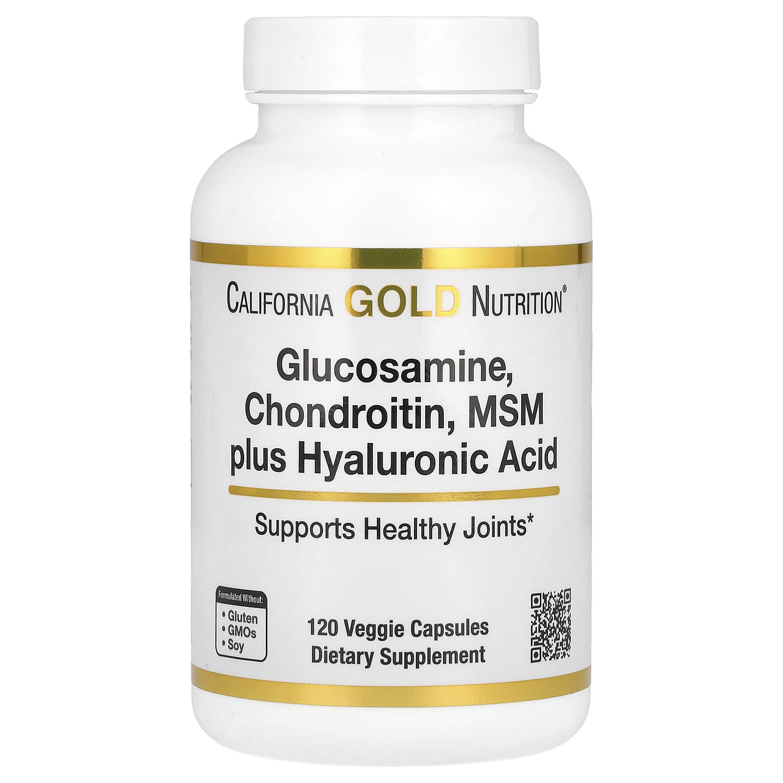 California Gold Nutrition Glucosamine, Chondroitin, MSM Plus Hyaluronic Acid – 120 gélules végétales — Tunisie