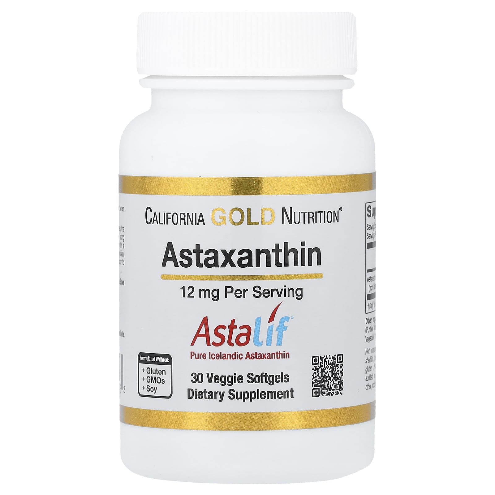 California Gold Nutrition Astaxanthin, Astalif Pure Icelandic – 30 capsules molles – 12 mg — Tunisie