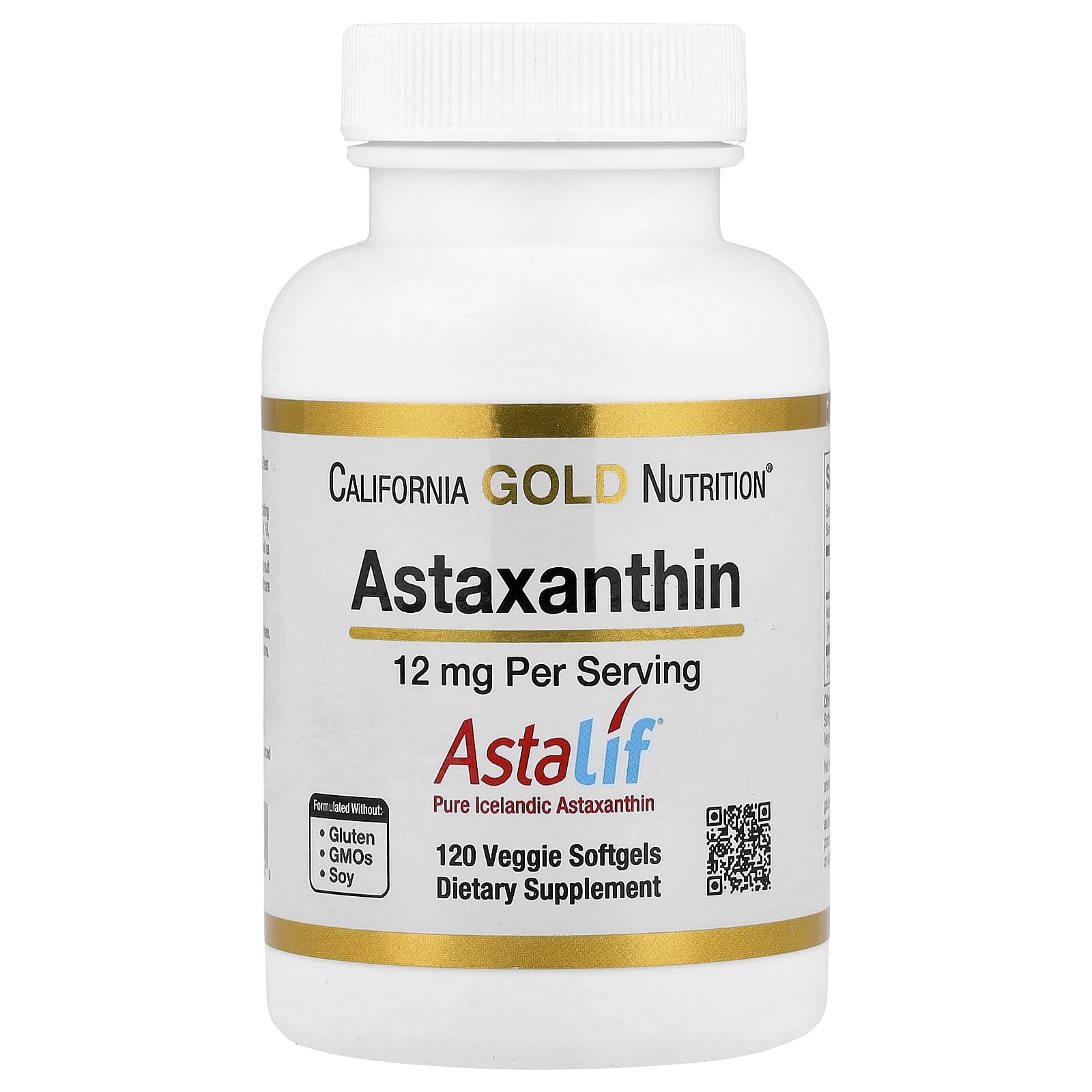 California Gold Nutrition Astaxanthin, Astalif Pure Icelandic – 120 capsules molles – 12 mg — Tunisie