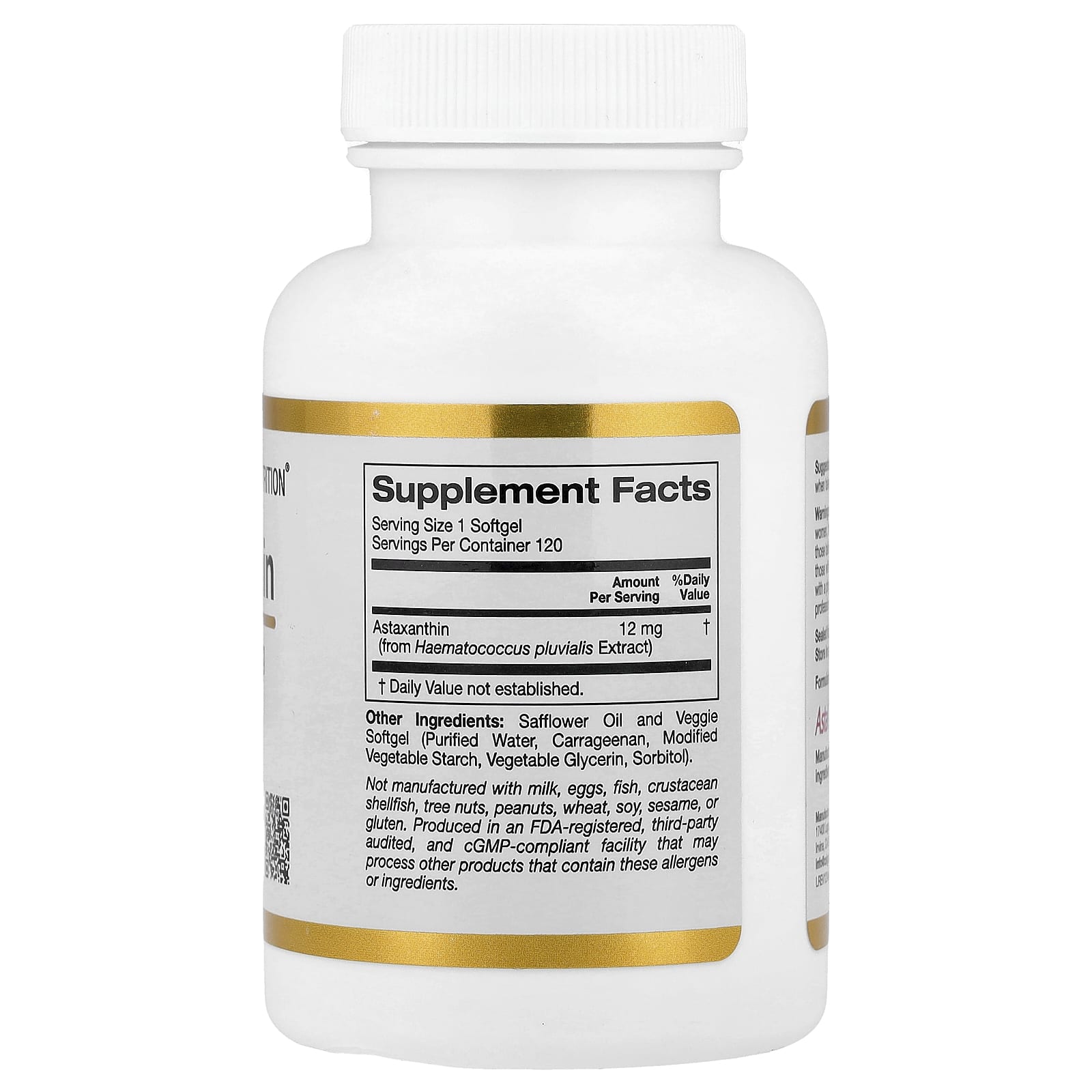 California Gold Nutrition Astaxanthin, Astalif Pure Icelandic – 120 capsules molles – 12 mg — photo 2 sur 2