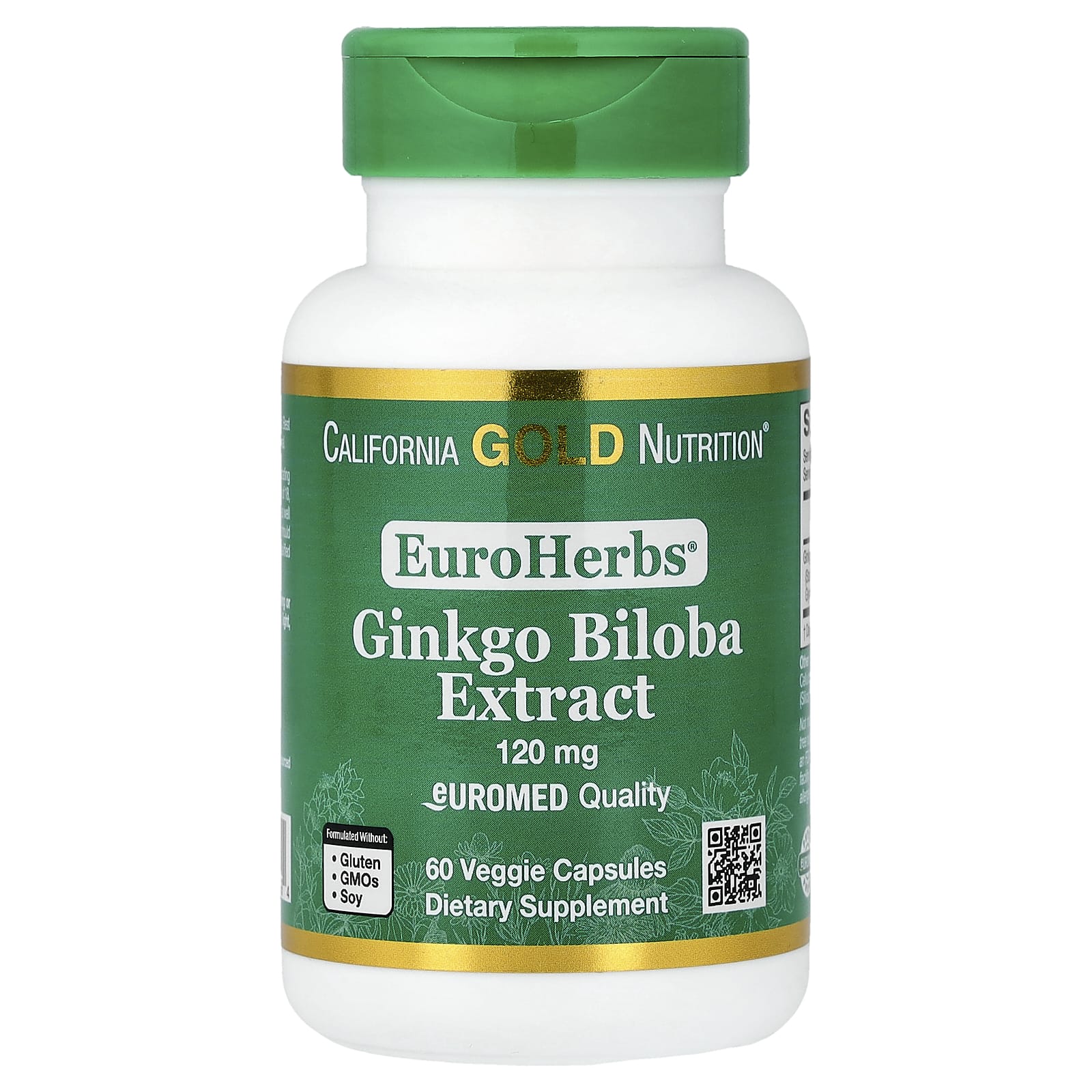 California Gold Nutrition EuroHerbs, Ginkgo Biloba Extract, Euromed Quality – 60 gélules végétales — Tunisie