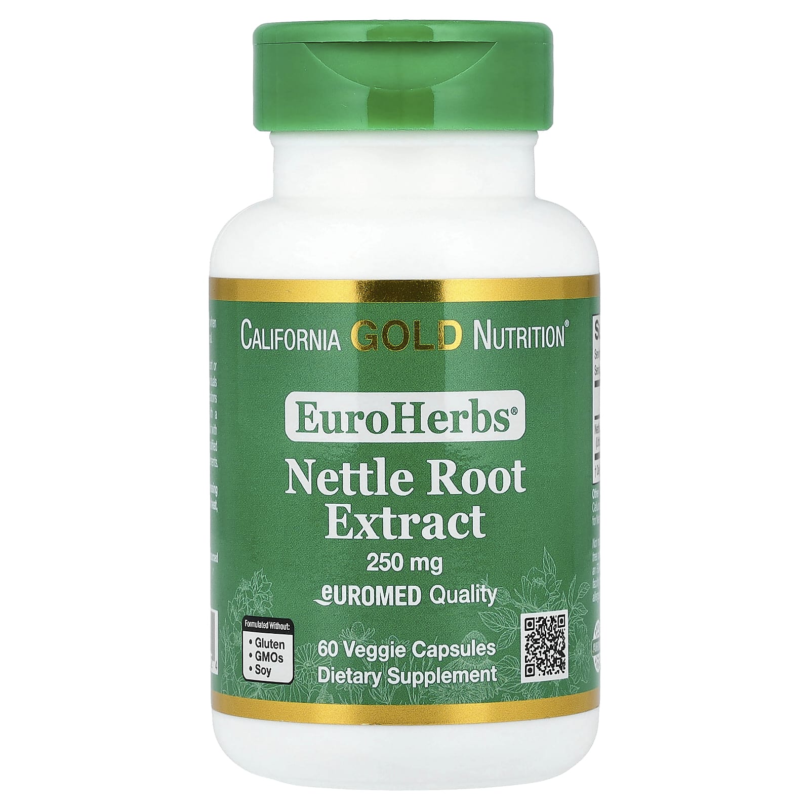California Gold Nutrition EuroHerbs, Nettle Root Extract, Euromed Quality – 60 gélules végétales — Tunisie