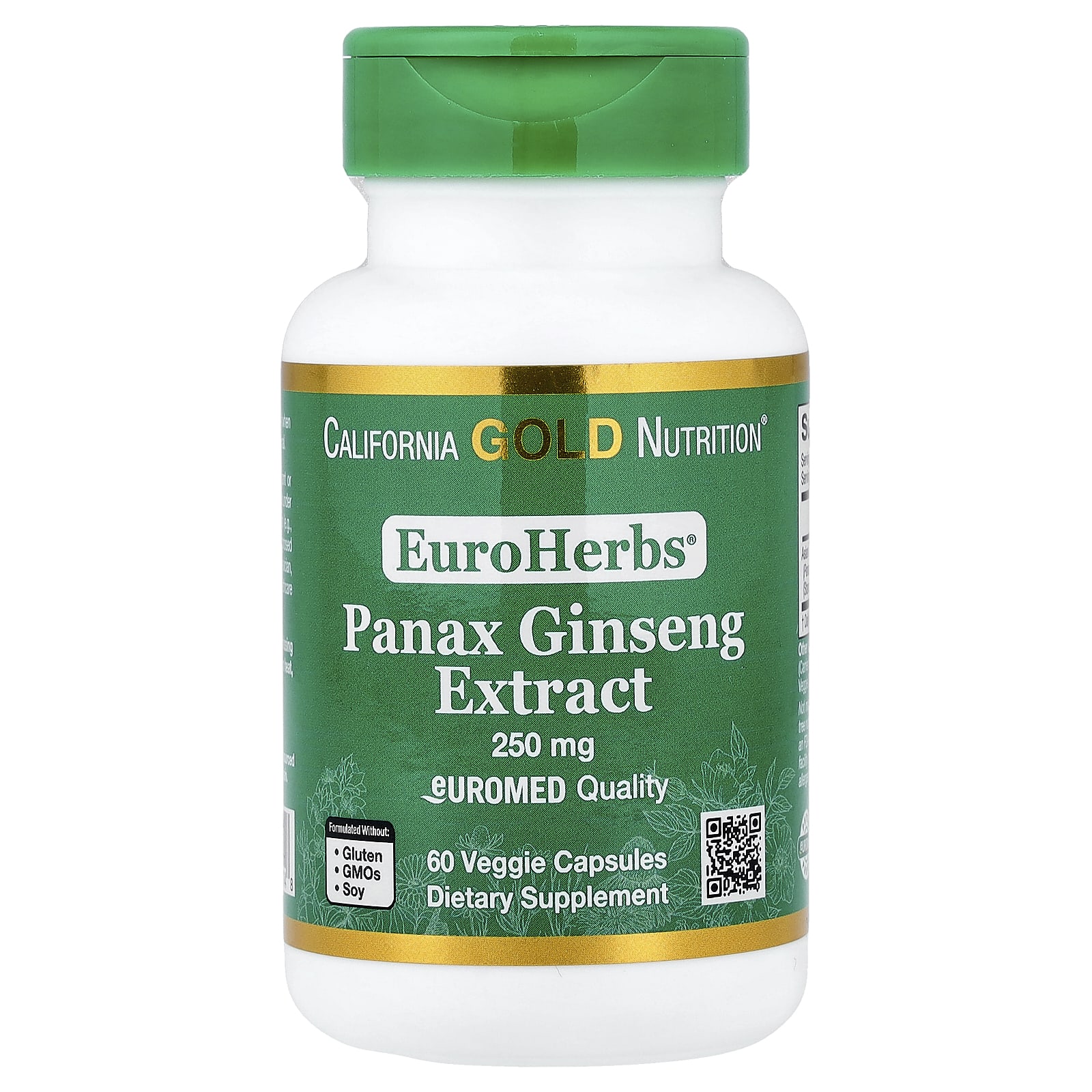 California Gold Nutrition EuroHerbs, Panax Ginseng Extract, Euromed Quality – 60 gélules végétales — Tunisie