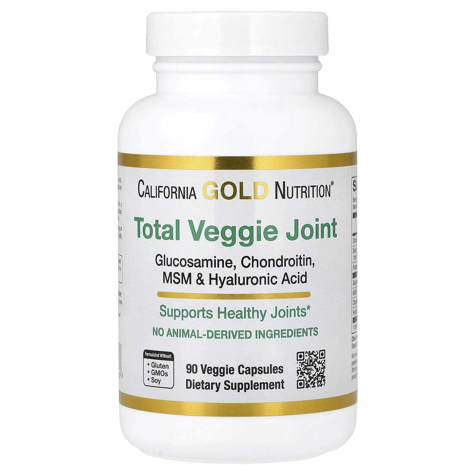 California Gold Nutrition Total Veggie Joint Support Formula with Glucosamine, Chondroitin, MSM, and Hyaluronic Acid – 90 gélules végétales — Tunisie