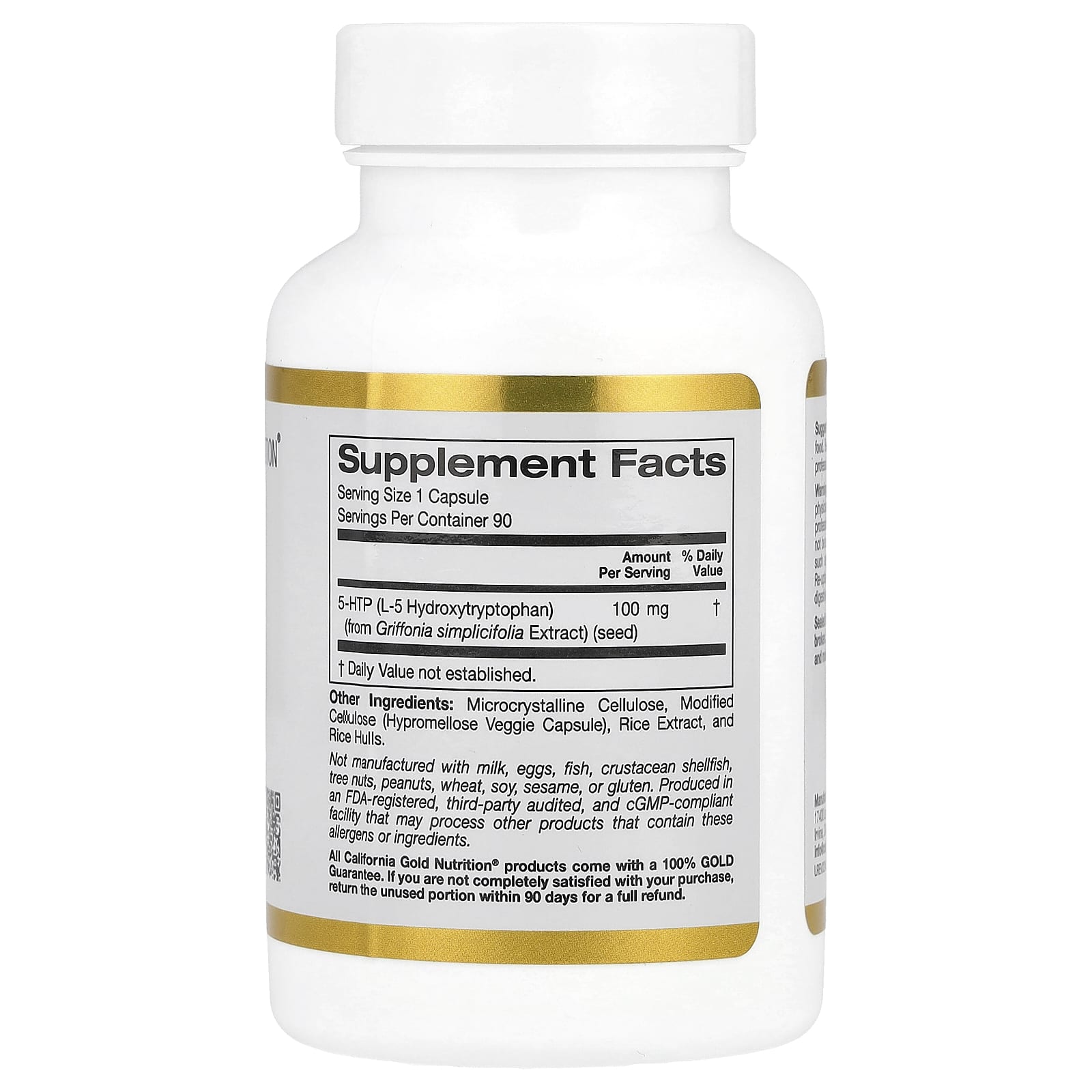 California Gold Nutrition 5-HTP, Mood Support, Griffonia Simplicifolia Extract from Switzerland – 90 gélules végétales — photo 2 sur 2