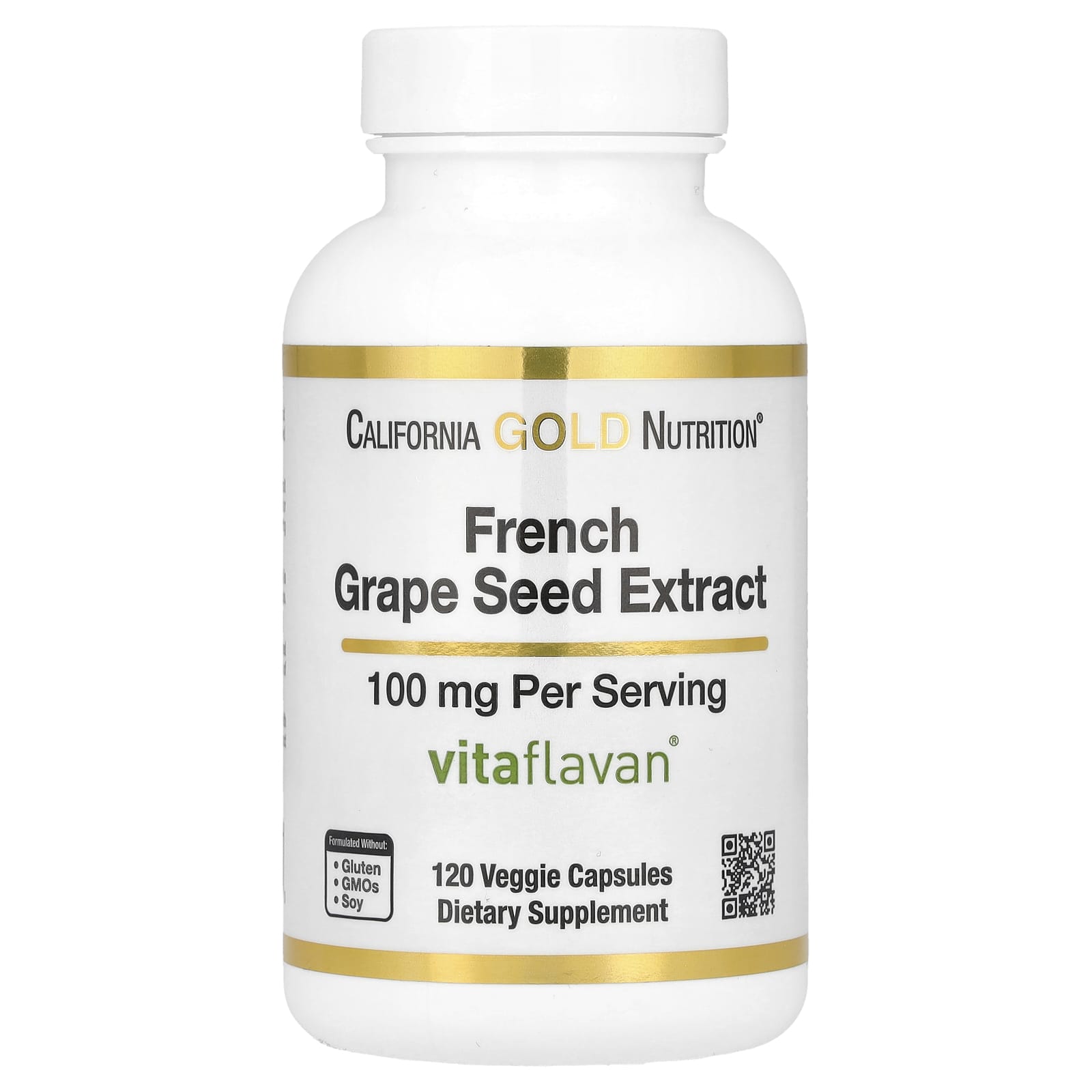 California Gold Nutrition French Grape Seed Extract, Vitaflavan – French Grape Seed Extract – 120 gélules végétales — Tunisie