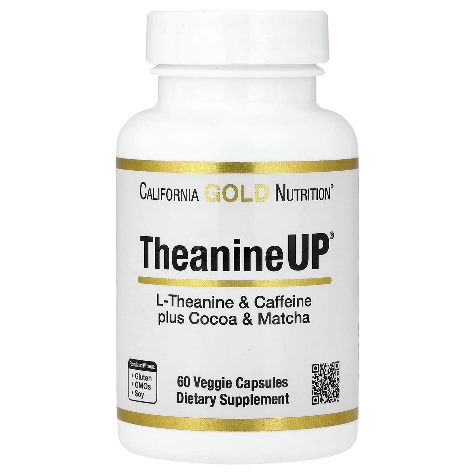 California Gold Nutrition TheanineUP, L-Theanine & Caffeine Plus Cocoa and Matcha – 60 gélules végétales — Tunisie