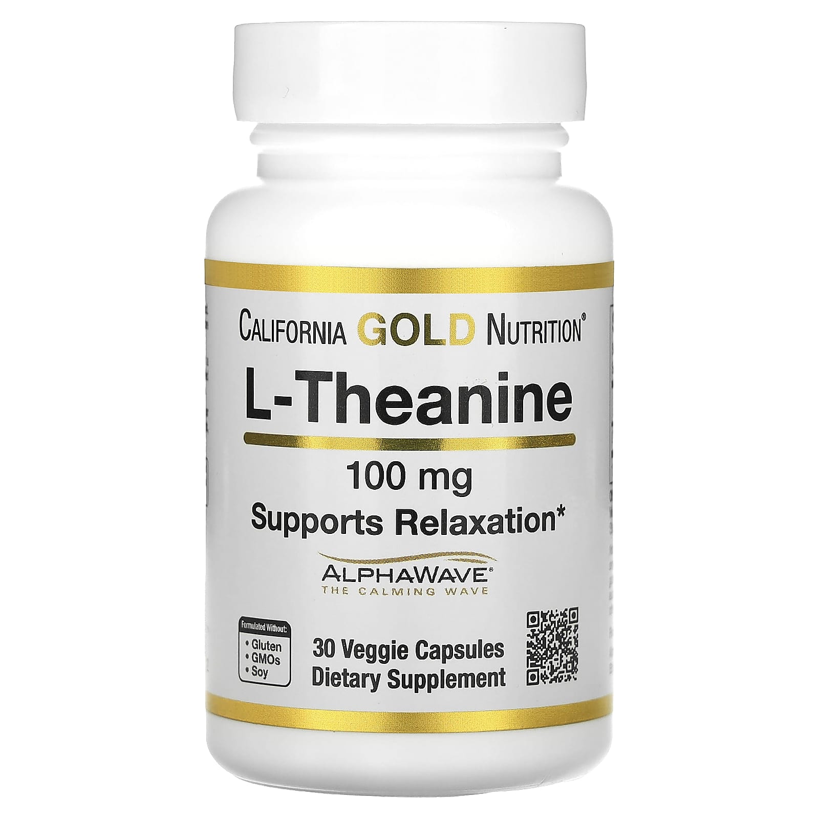 California Gold Nutrition L-Theanine, Featuring AlphaWave – 30 gélules végétales — Tunisie