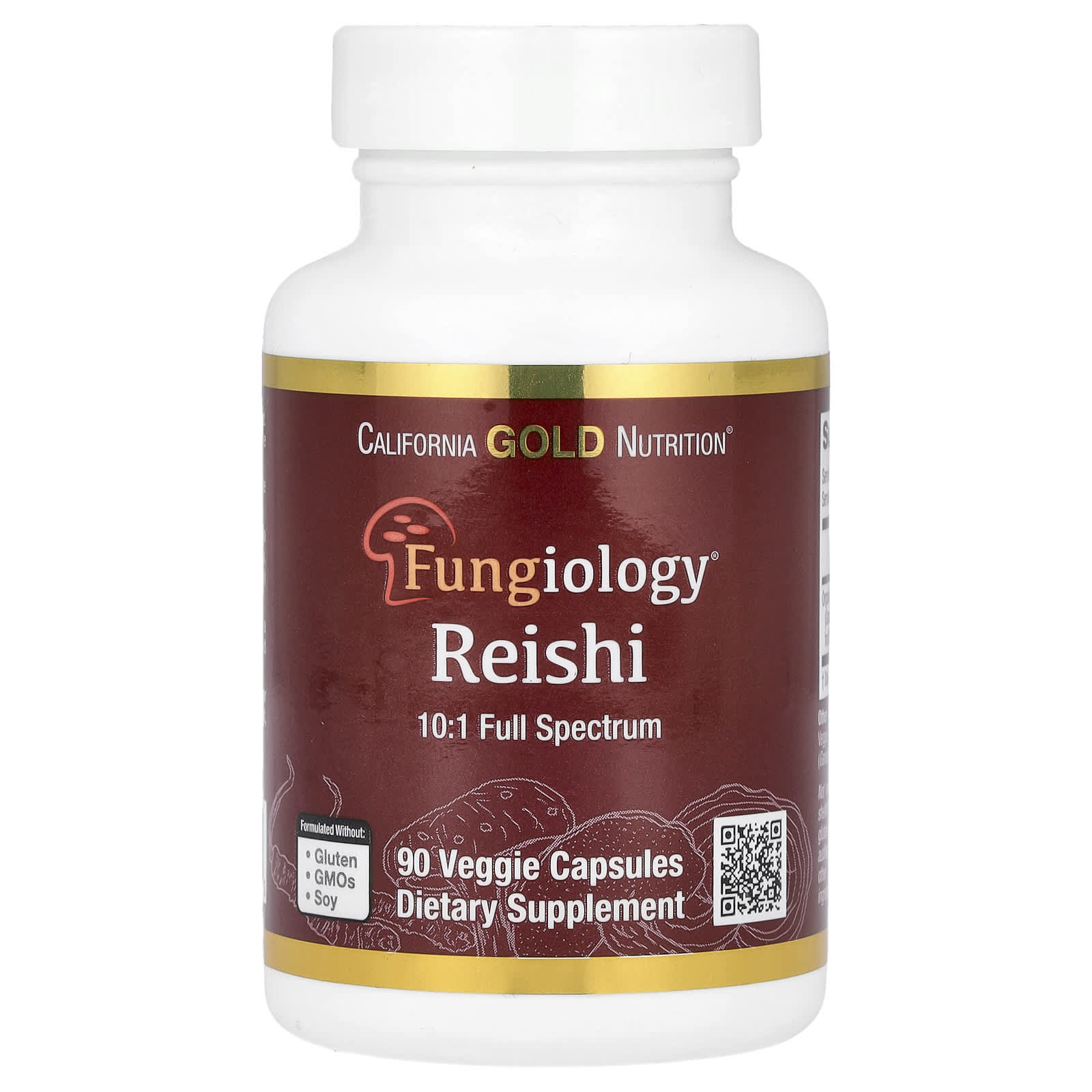 California Gold Nutrition Reishi (Ganoderma lucidum), Full Spectrum, Certified Organic – 90 gélules végétales — Tunisie