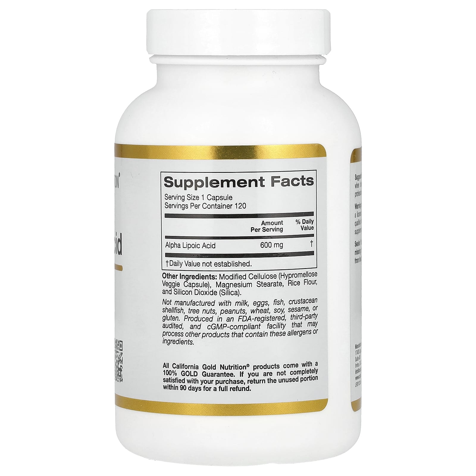 California Gold Nutrition Alpha Lipoic Acid – 120 gélules végétales — photo 2 sur 2