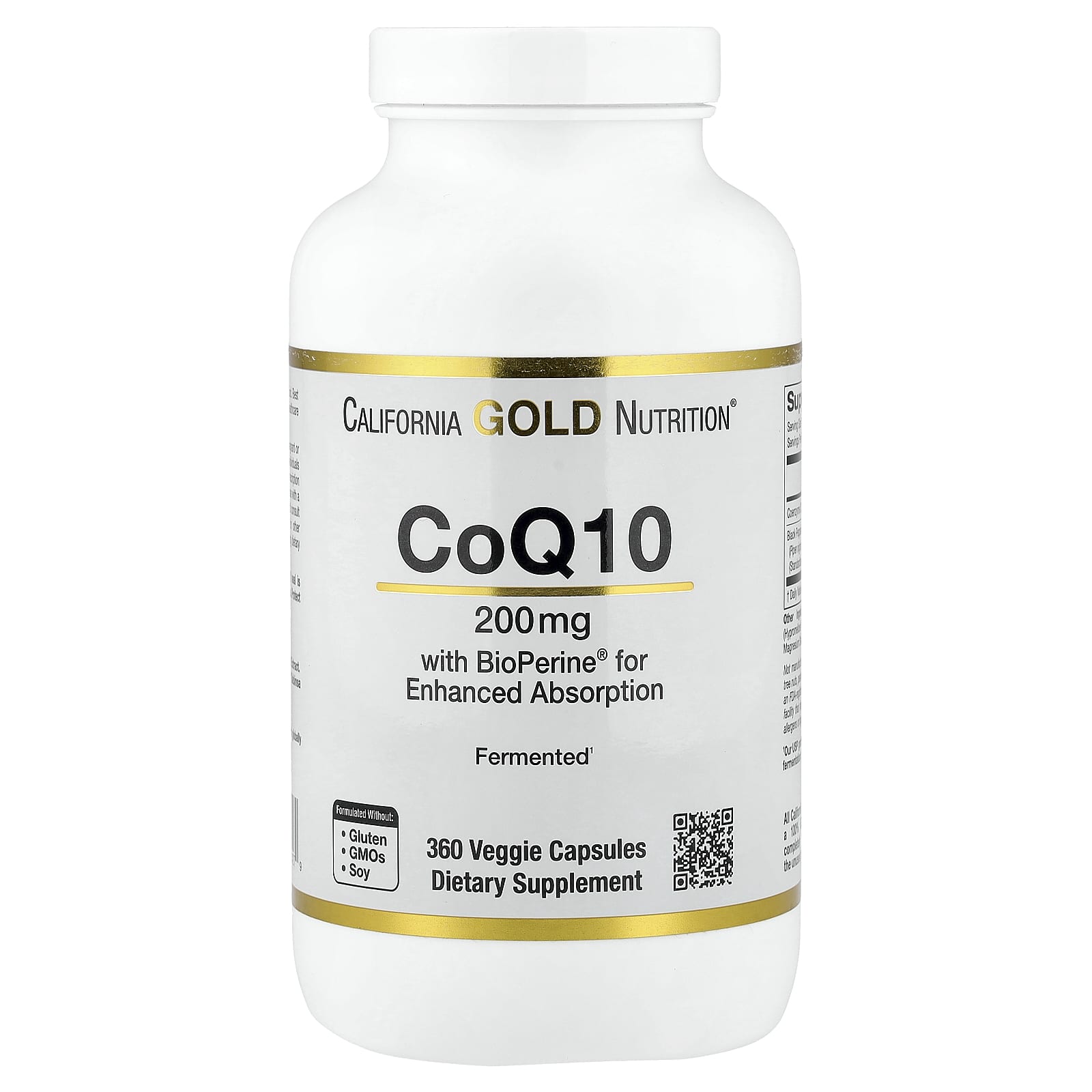 California Gold Nutrition CoQ10 with Bioperine Black Pepper Extract – 360 gélules végétales — Tunisie