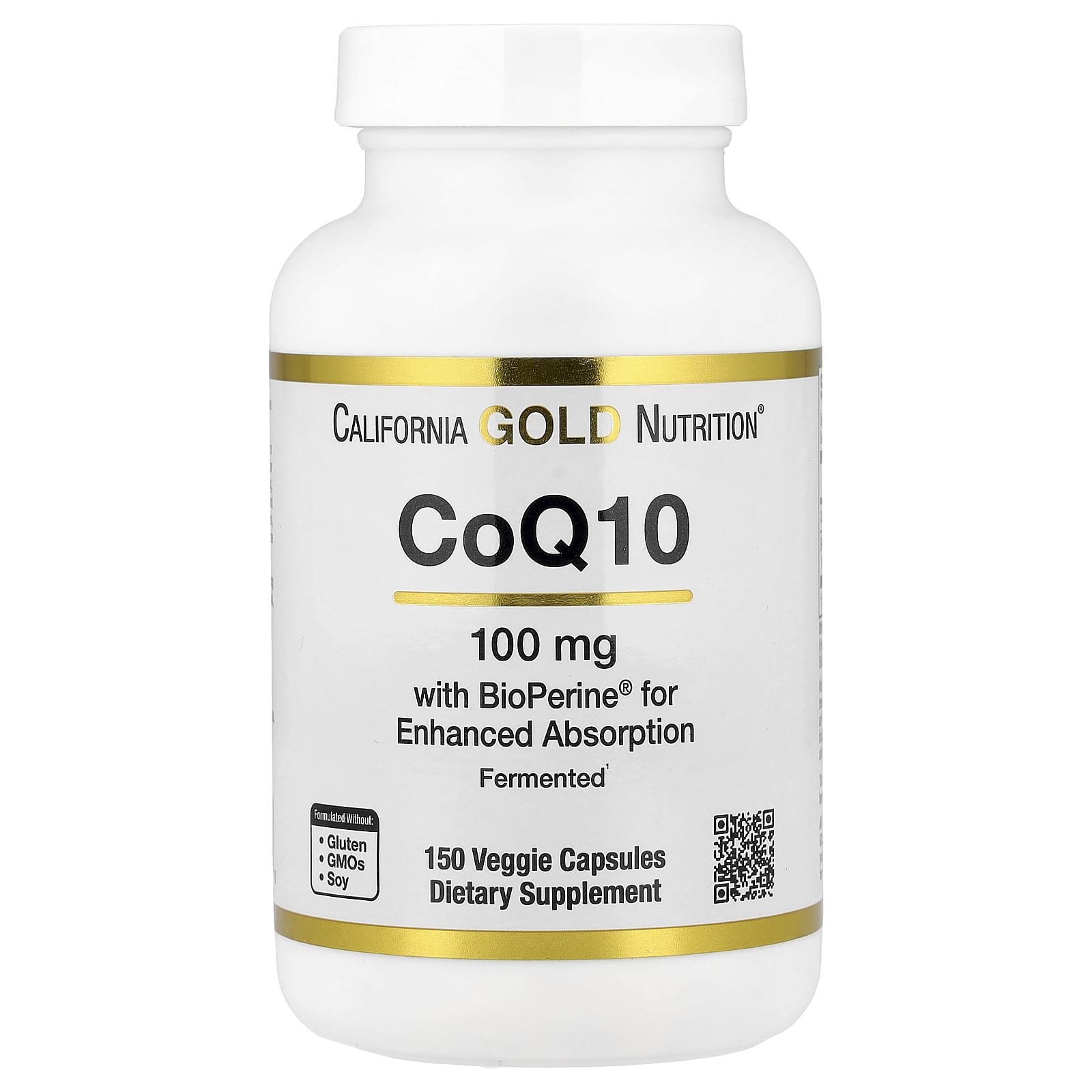 California Gold Nutrition CoQ10, Ubiquinone USP with Bioperine Black Pepper Extract, Enhanced Bioavailability – 150 gélules végétales — Tunisie