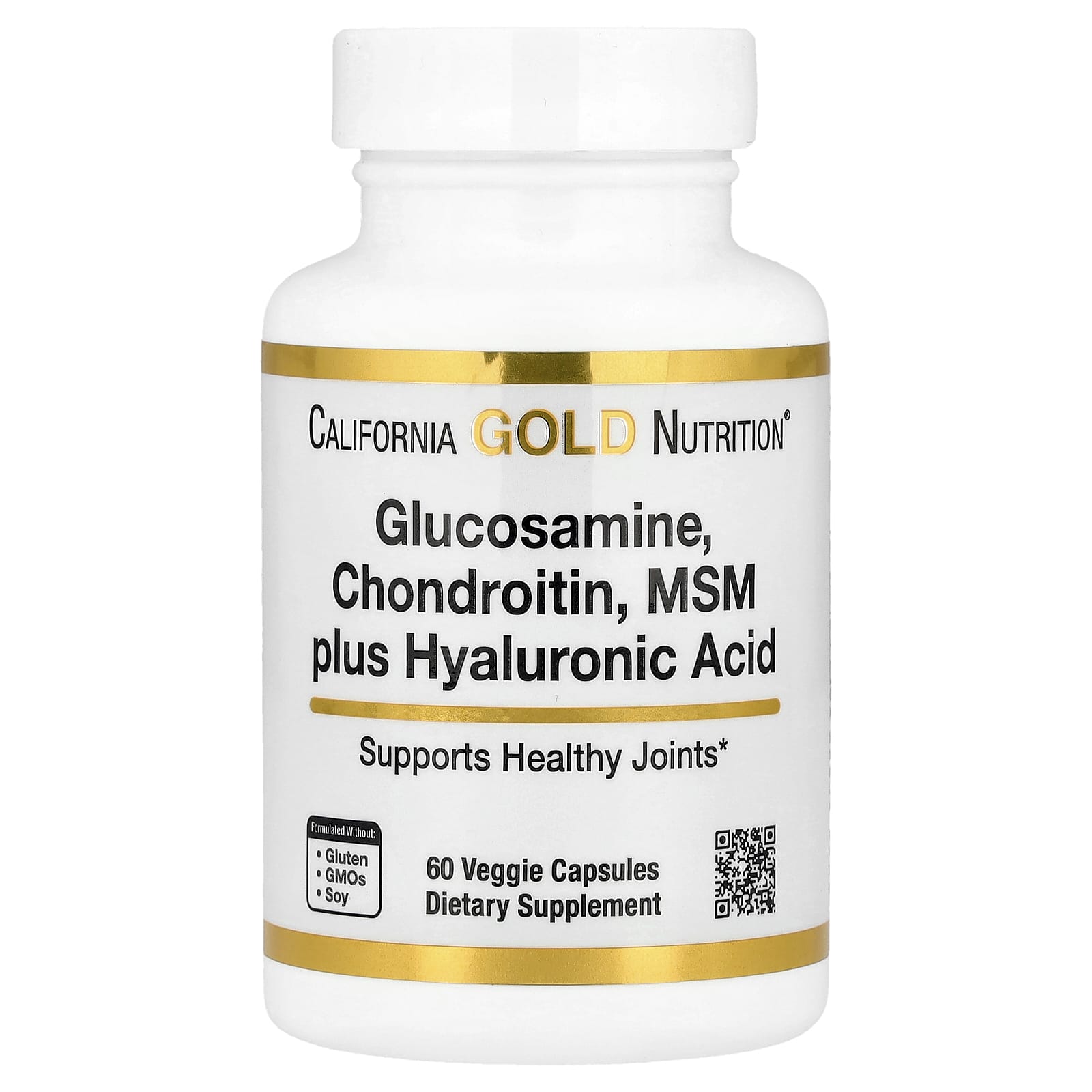 California Gold Nutrition Glucosamine, Chondroitin, MSM plus Hyaluronic Acid – 60 gélules végétales — Tunisie