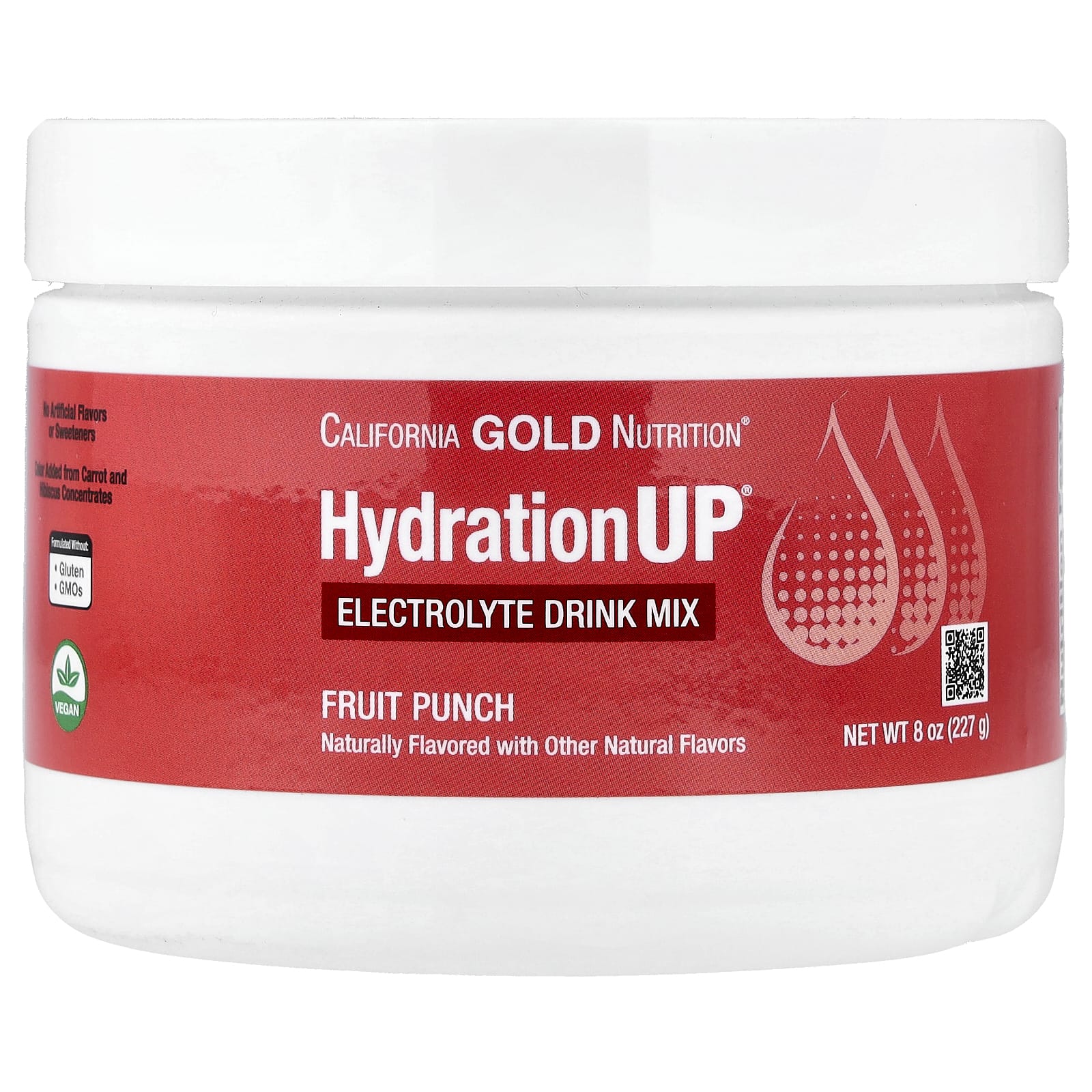 California Gold Nutrition HydrationUP, Electrolyte Drink Mix with Calcium, Potassium, Vitamin C, and Vitamin E – Fruit Punch – 227 g — Tunisie