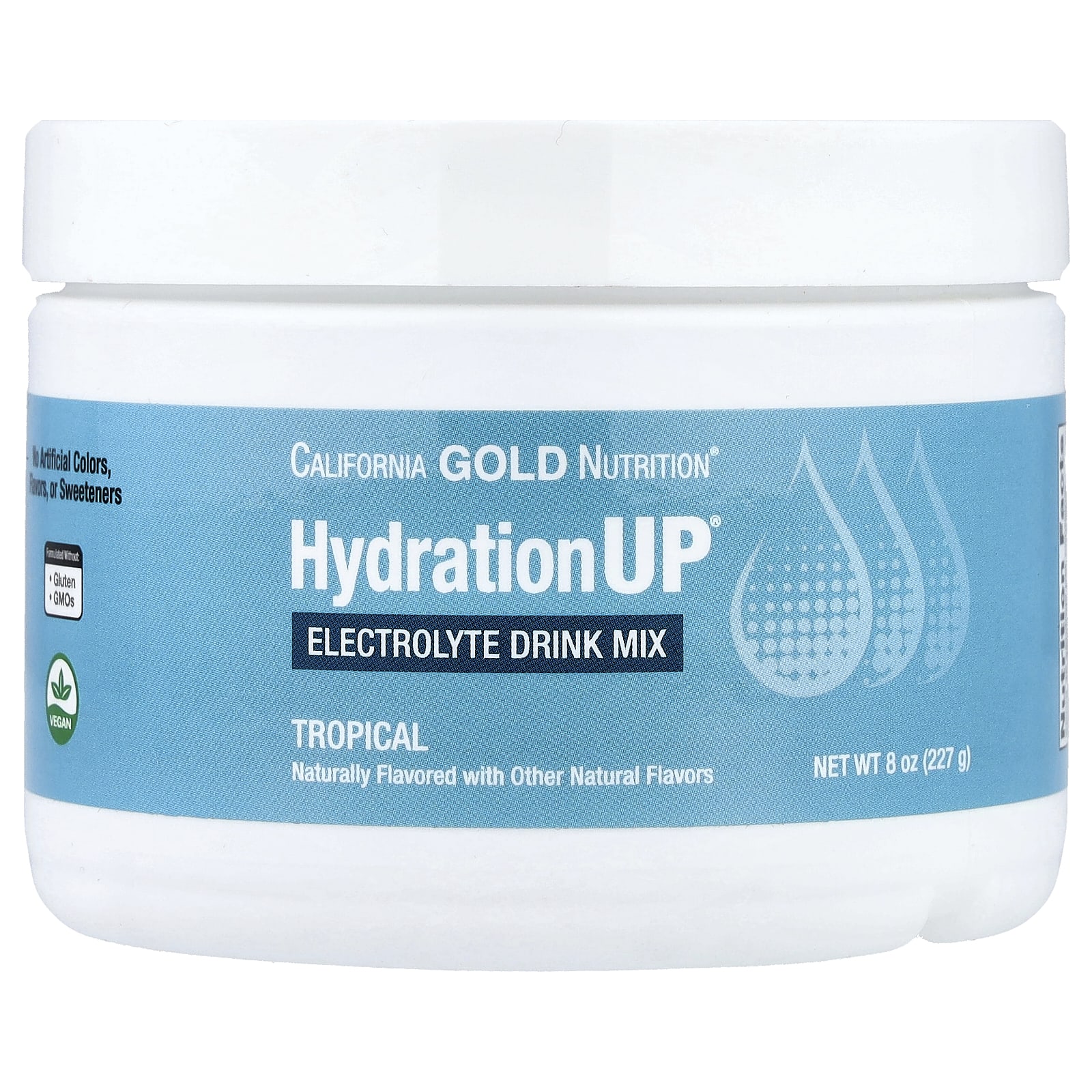 California Gold Nutrition HydrationUP, Electrolyte Drink Mix with Calcium, Potassium, Vitamin C, and Vitamin E – Tropical – 227 g — Tunisie