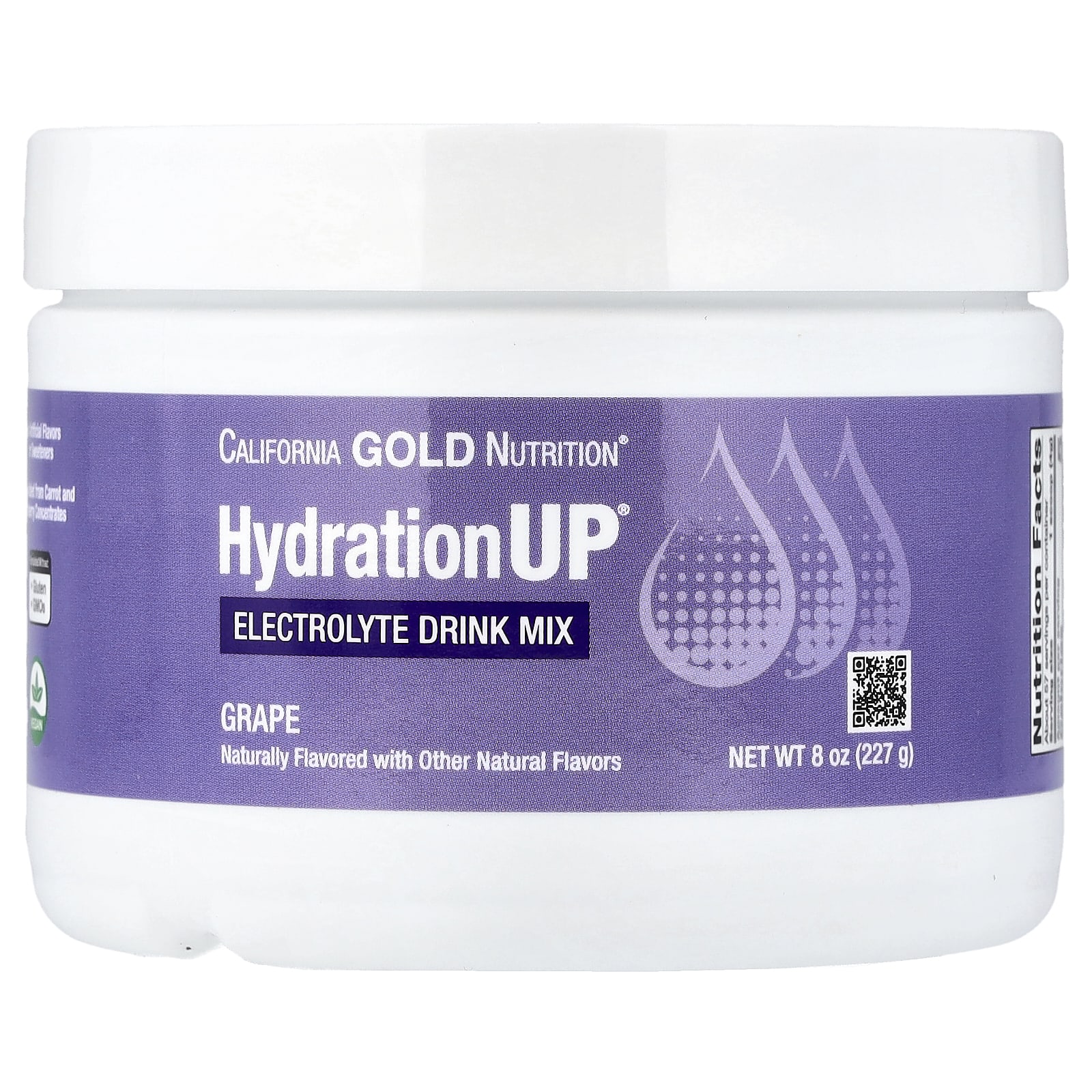 California Gold Nutrition HydrationUP, Electrolyte Drink Mix with Calcium, Potassium, Vitamin C, and Vitamin E – Grape – 227 g — Tunisie