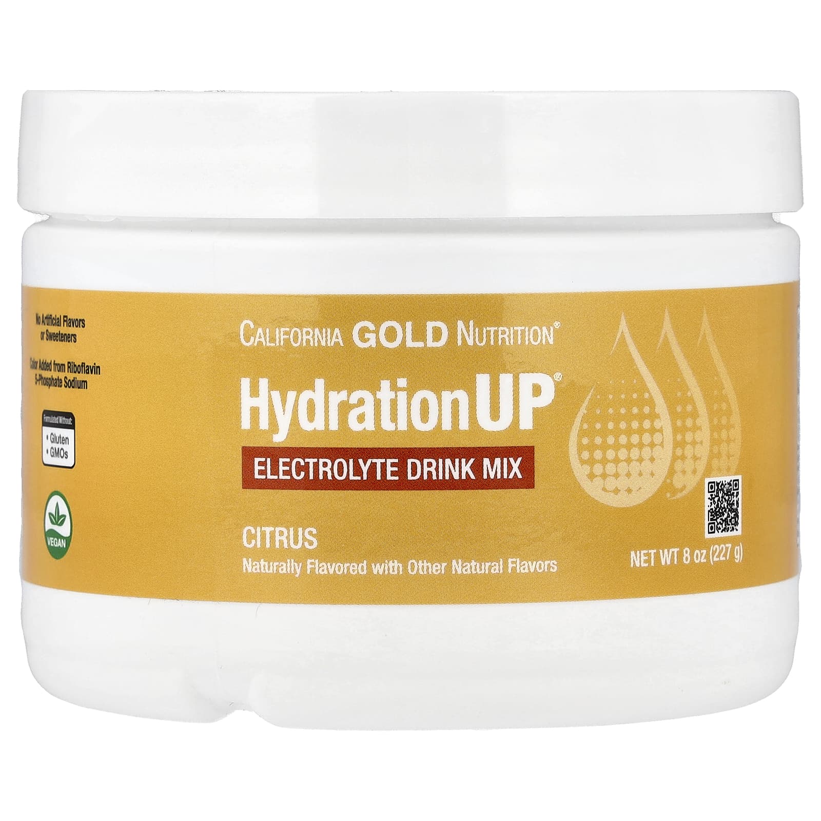California Gold Nutrition HydrationUP, Electrolyte Drink Mix with Calcium, Potassium, Vitamin C, and Vitamin E – Citrus – 227 g — Tunisie