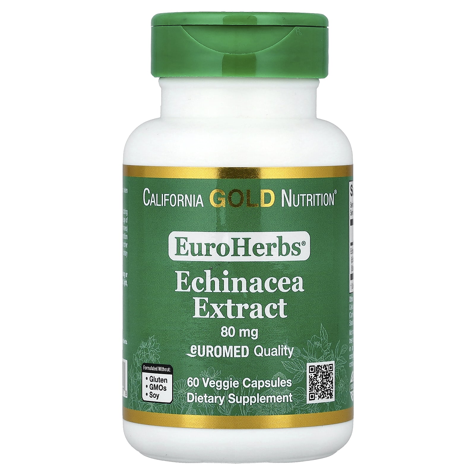 California Gold Nutrition EuroHerbs, Echinacea Herb Extract, Euromed Quality – 60 gélules végétales — Tunisie