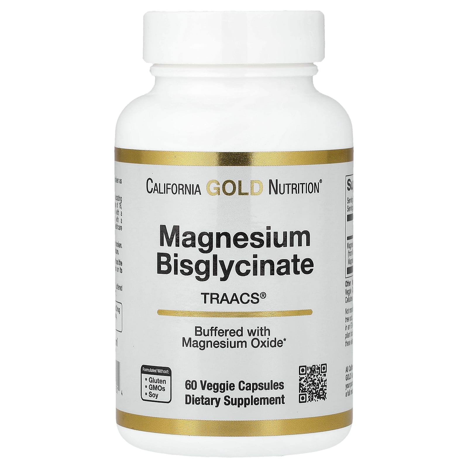 California Gold Nutrition Magnesium Bisglycinate Chelate, Albion TRAACS – 60 gélules végétales — Tunisie