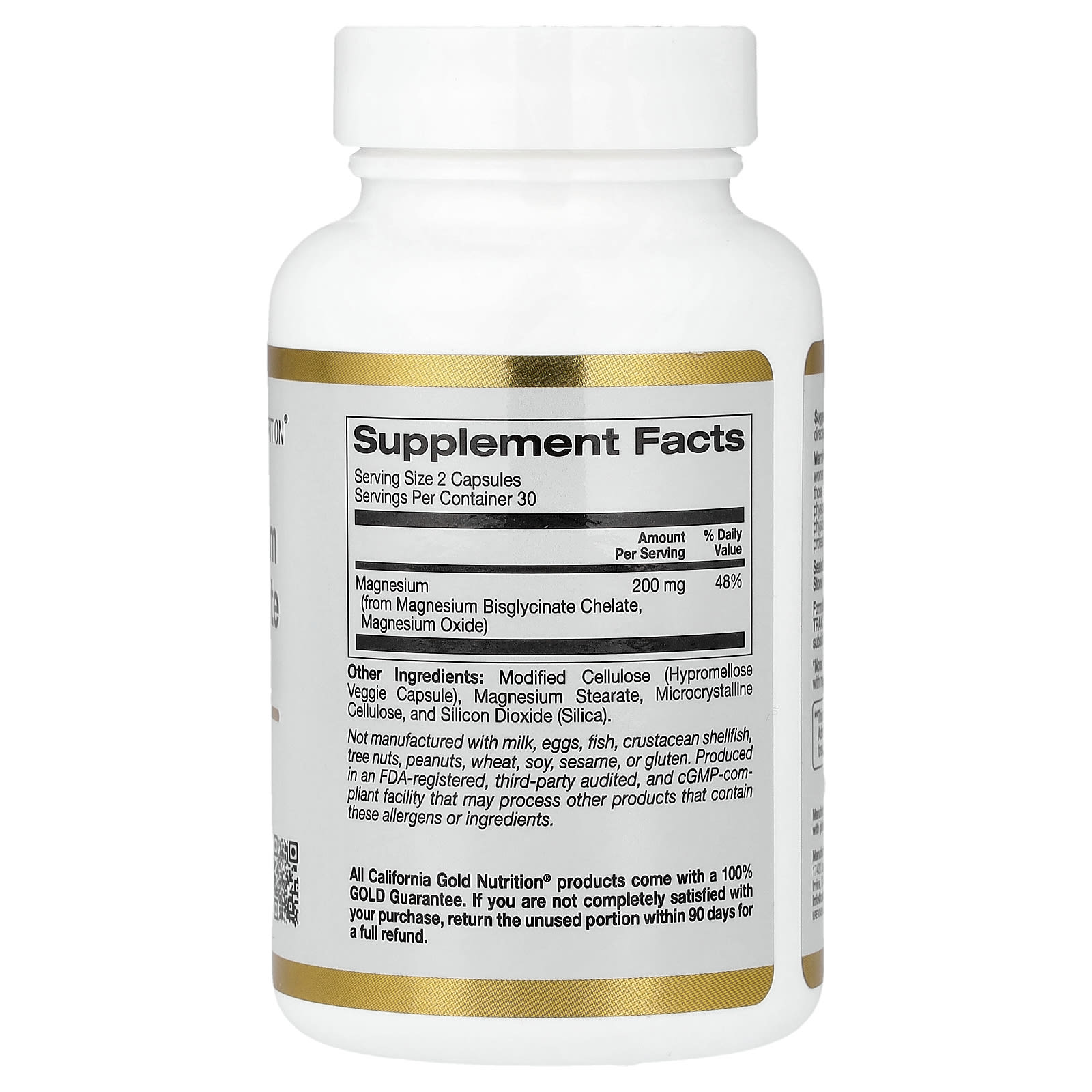 California Gold Nutrition Magnesium Bisglycinate Chelate, Albion TRAACS – 60 gélules végétales — photo 2 sur 2