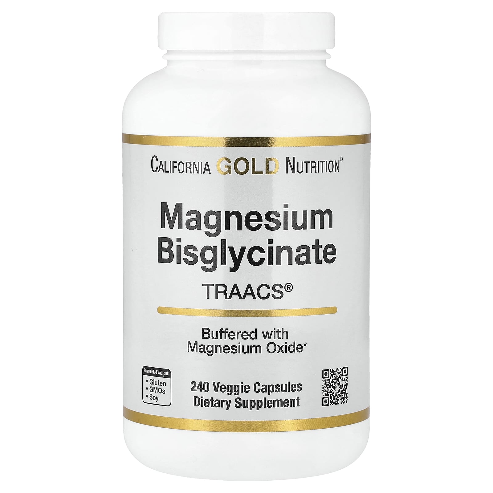 California Gold Nutrition Magnesium Bisglycinate Chelate, Albion TRAACS – 240 gélules végétales — Tunisie
