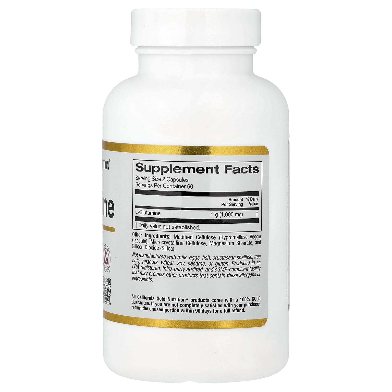 California Gold Nutrition L-Glutamine, AjiPure – 120 gélules végétales — photo 2 sur 2