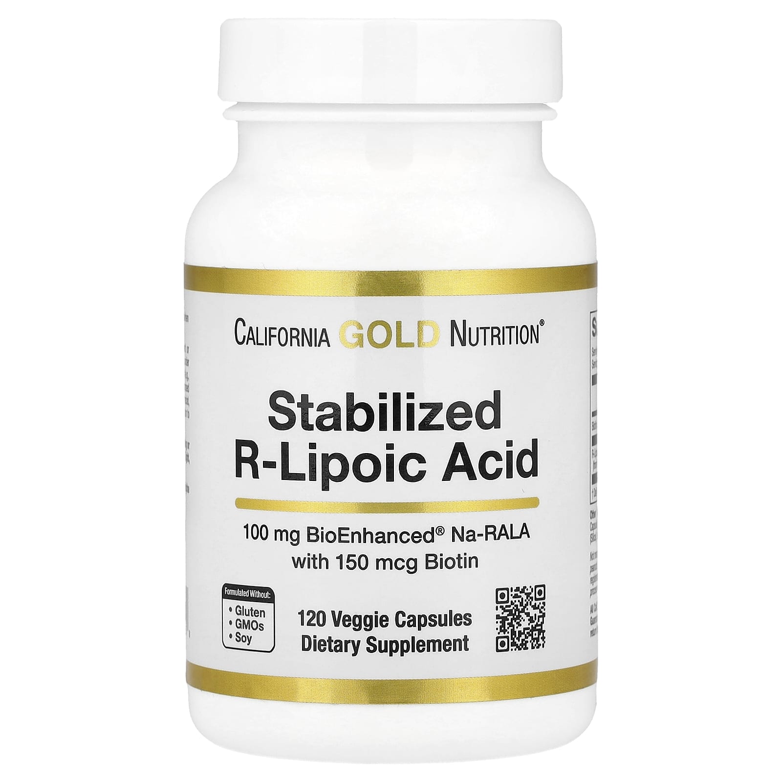 California Gold Nutrition Stabilized R-Lipoic Acid with Bio-Enhanced Na-RALA and Biotin – 120 gélules végétales — Tunisie