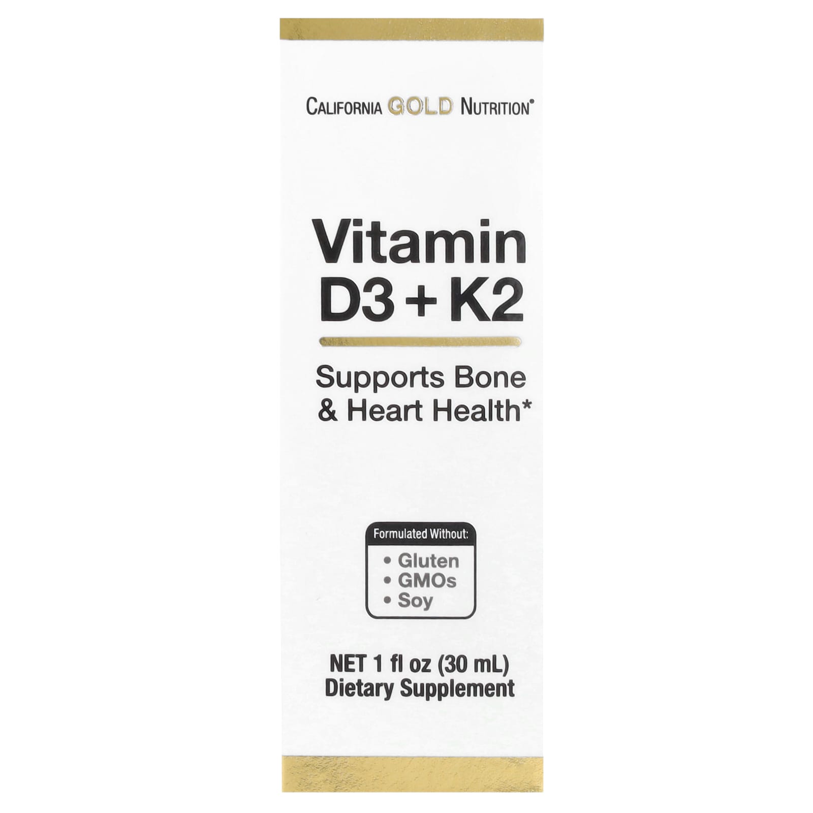 California Gold Nutrition Vitamin D3 + K2 as MK4 – 30 ml — Tunisie