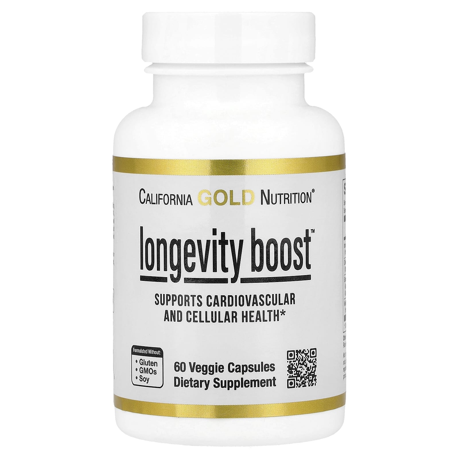California Gold Nutrition Longevity Boost with trans-Resveratrol, Olive Leaf Extract – Grape Extract Blend and Medium Chain Triglycerides – 60 gélules végétales — Tunisie