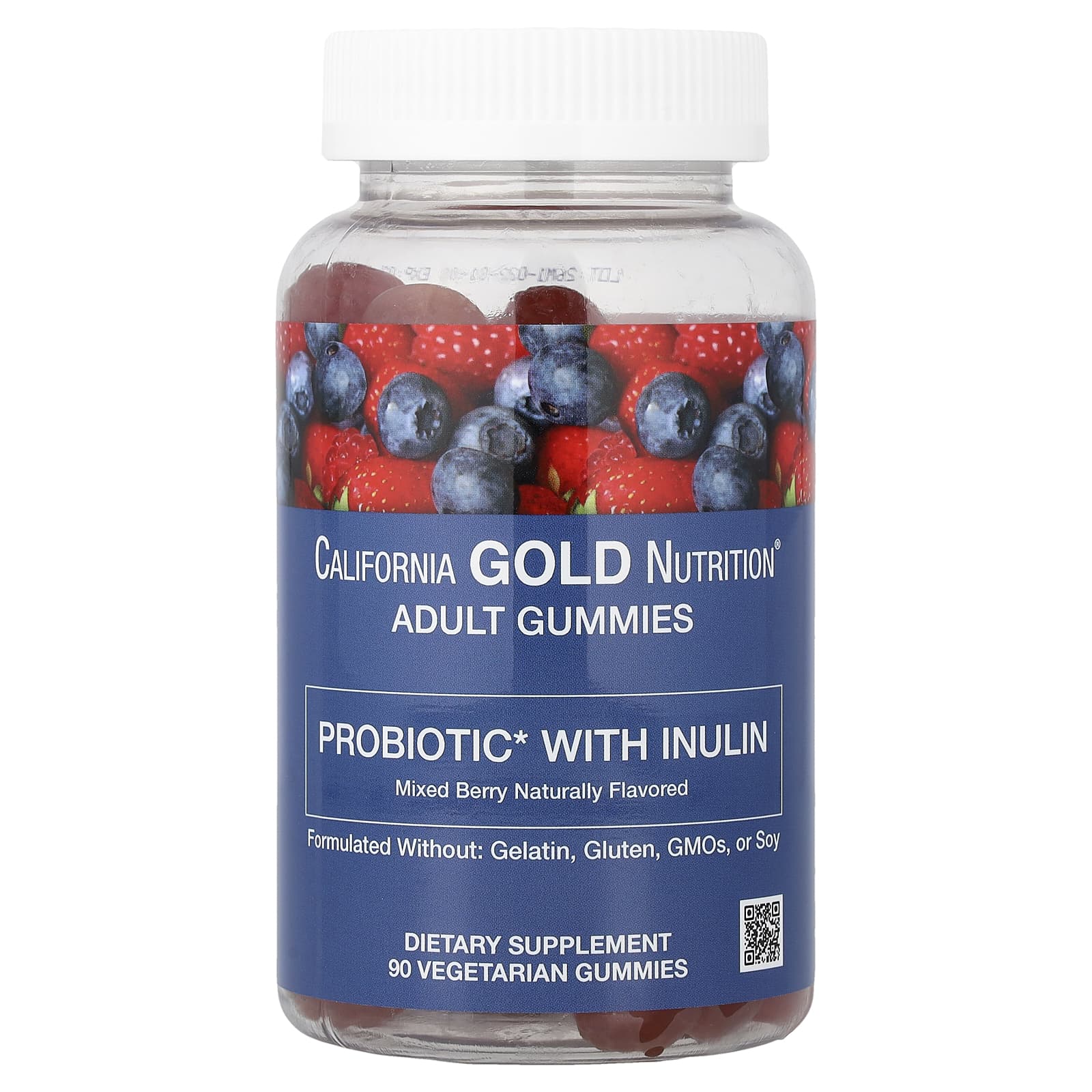 California Gold Nutrition Probiotic with Inulin Gummies with Vitamin C, Folate, Natural Mixed Berry, 90 Vegetarian Gummies – Berry Extract Blend and Organic Inulin — Tunisie