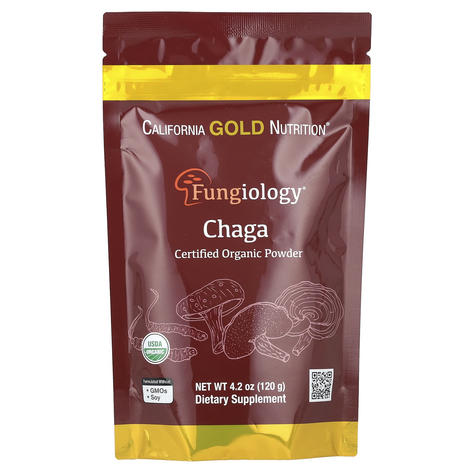 California Gold Nutrition Fungiology, Certified Organic Chaga Powder – 120 g — Tunisie