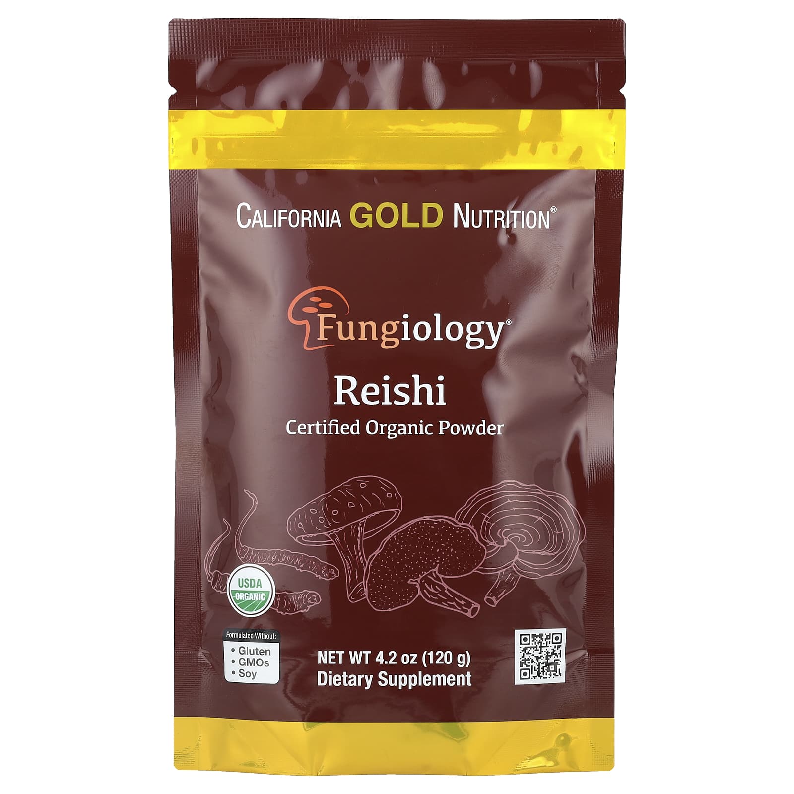 California Gold Nutrition Fungiology, Certified Organic Reishi Powder – 120 g — Tunisie