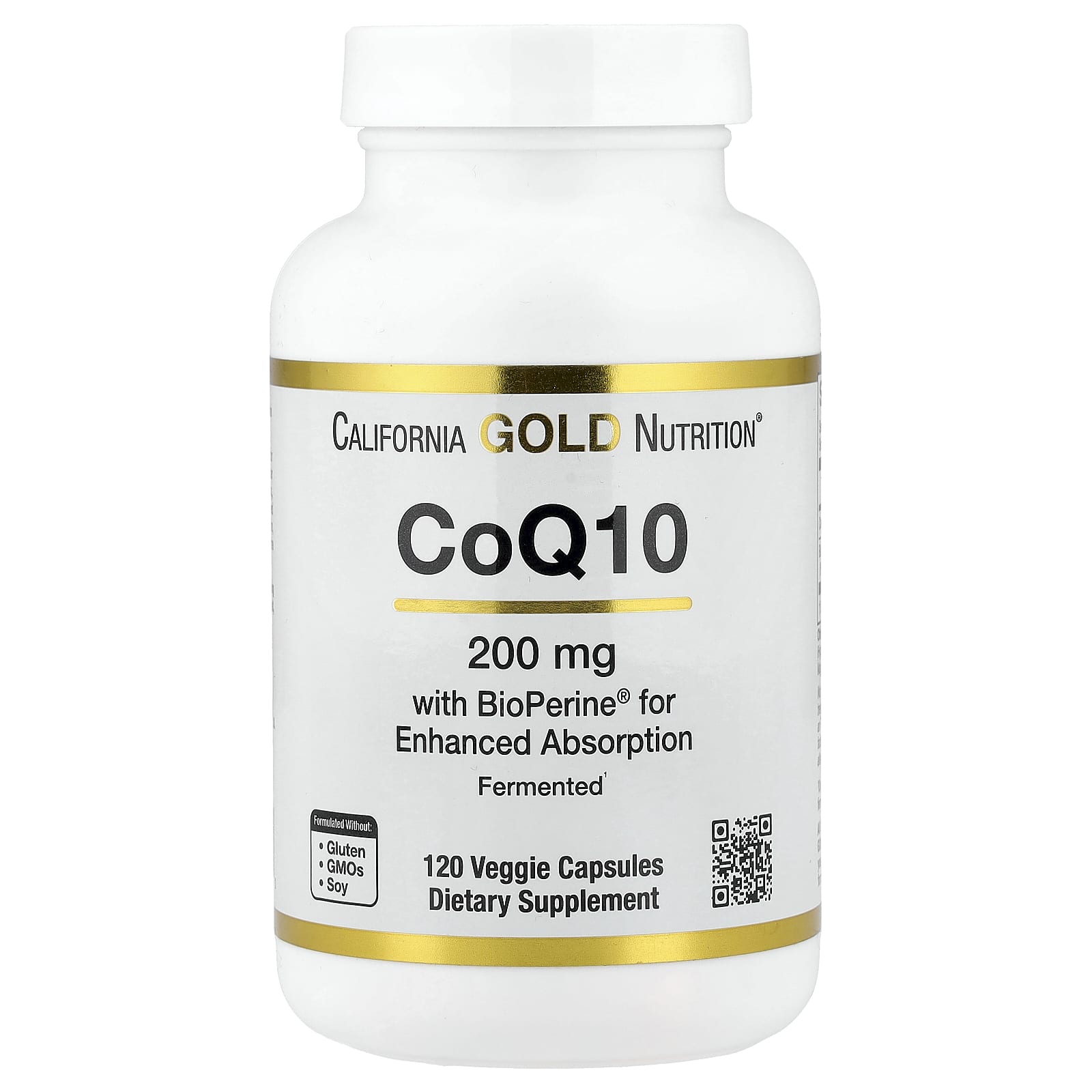 California Gold Nutrition CoQ10 with Bioperine and Black Pepper Extract, Enhanced Biovailability – 120 gélules végétales — Tunisie