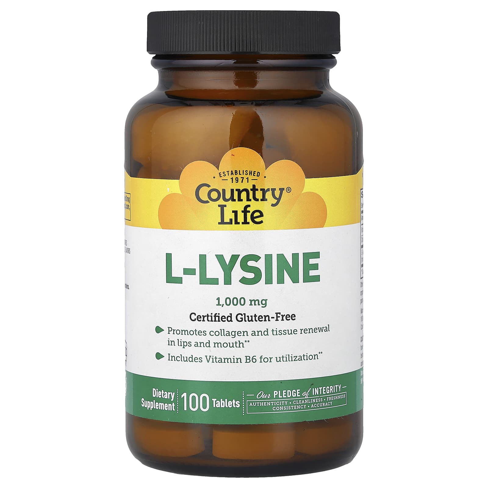 Country Life L-Lysine – 100 comprimés — Tunisie