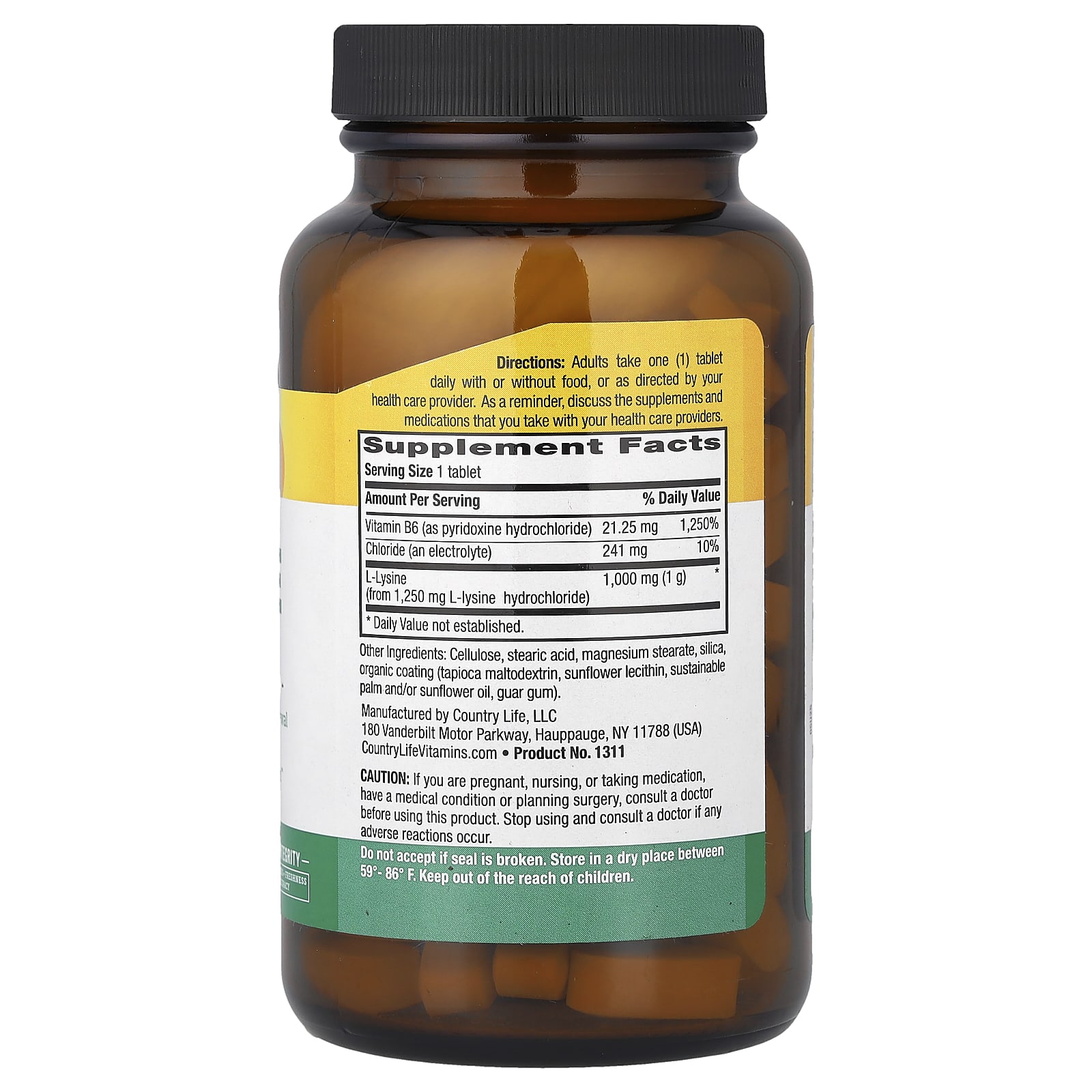 Country Life L-Lysine – 100 comprimés — photo 2 sur 2