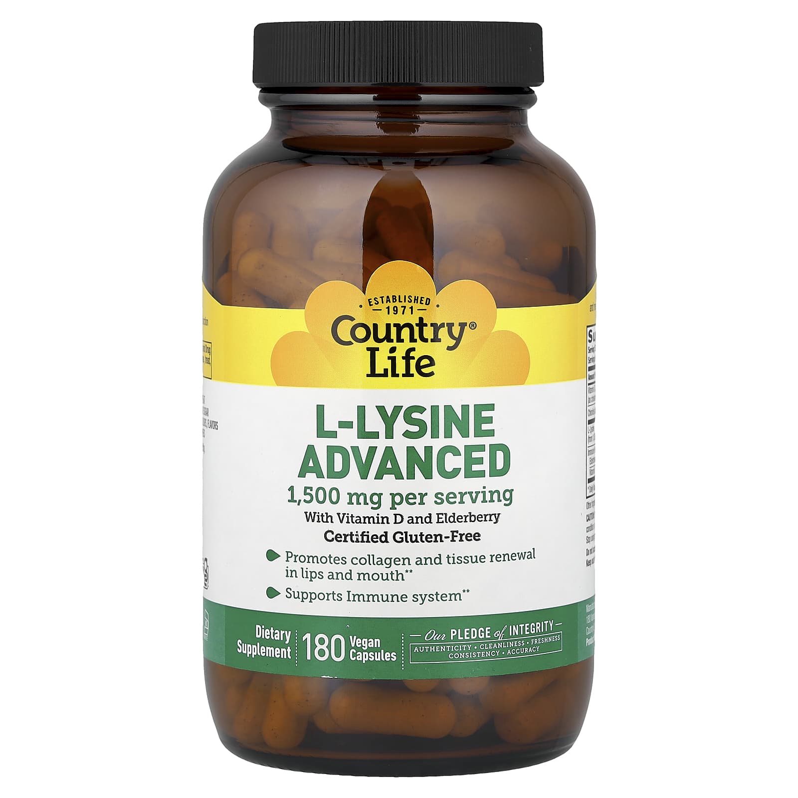 Country Life L-Lysine, Advanced – 180 gélules véganes — Tunisie