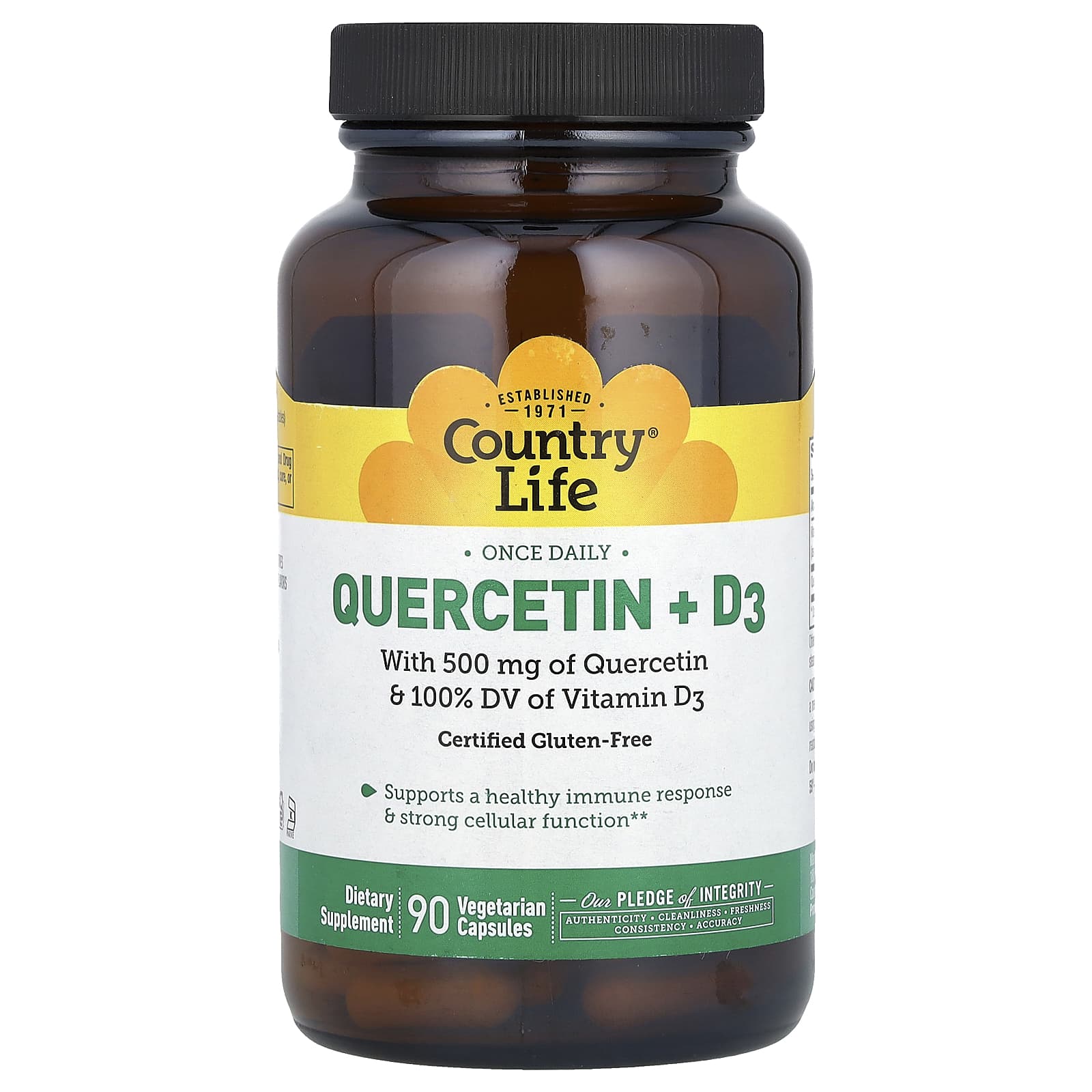 Country Life Quercetin + D3 – 90 gélules végétales — Tunisie