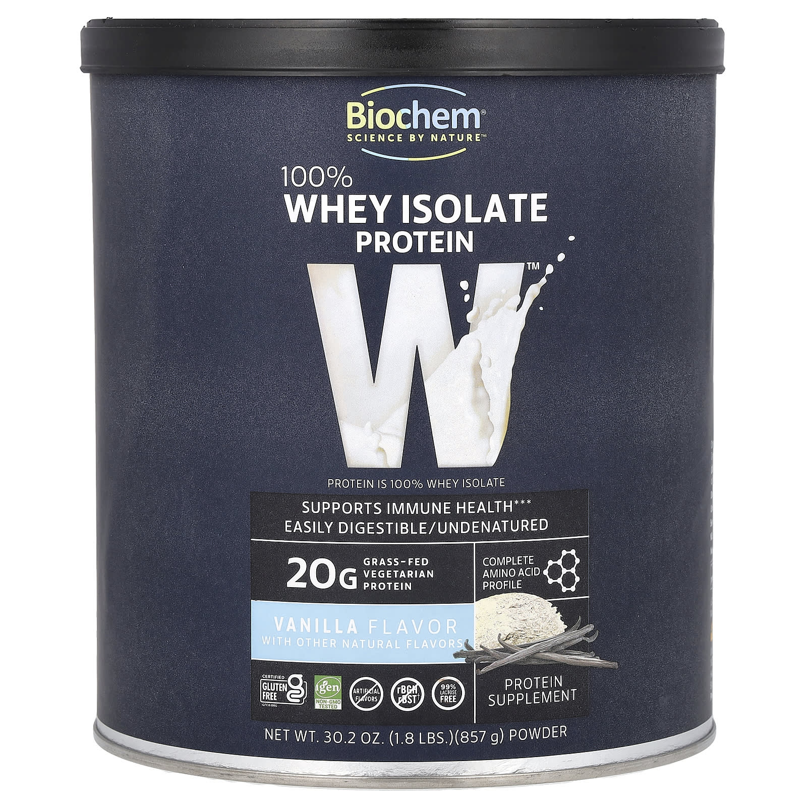Biochem 100% Whey Isolate Protein Powder – Vanilla – 857 g — Tunisie