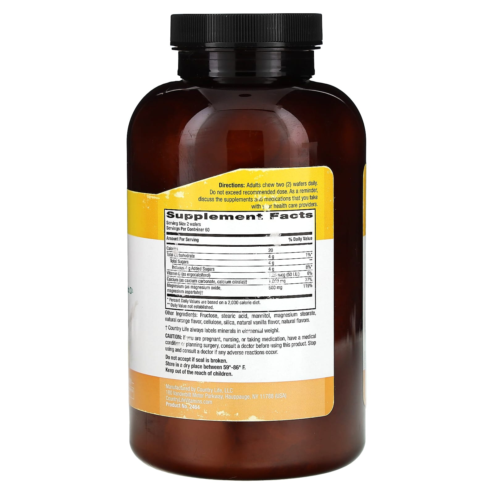 Country Life Cal-Snack, Chewable Calcium Magnesium, 120 Wafers – Vanilla Orange — photo 2 sur 2