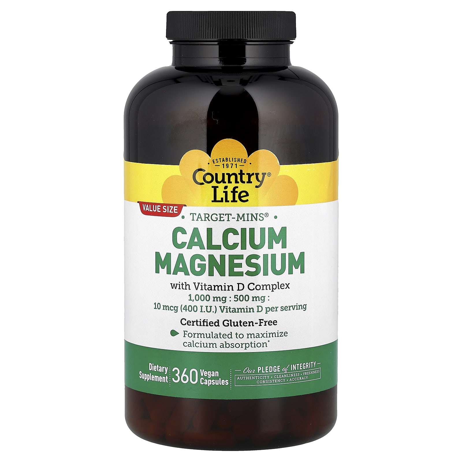 Country Life Target-Mins, Calcium Magnesium with Vitamin D Complex – 360 gélules véganes — Tunisie
