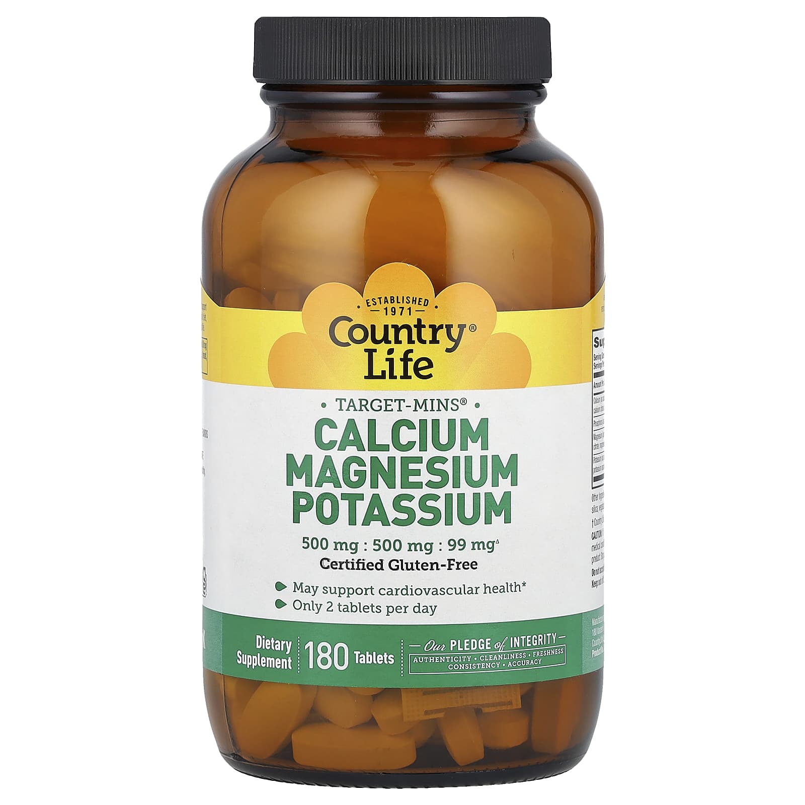 Country Life Target-Mins, Calcium Magnesium Potassium – 180 comprimés — Tunisie