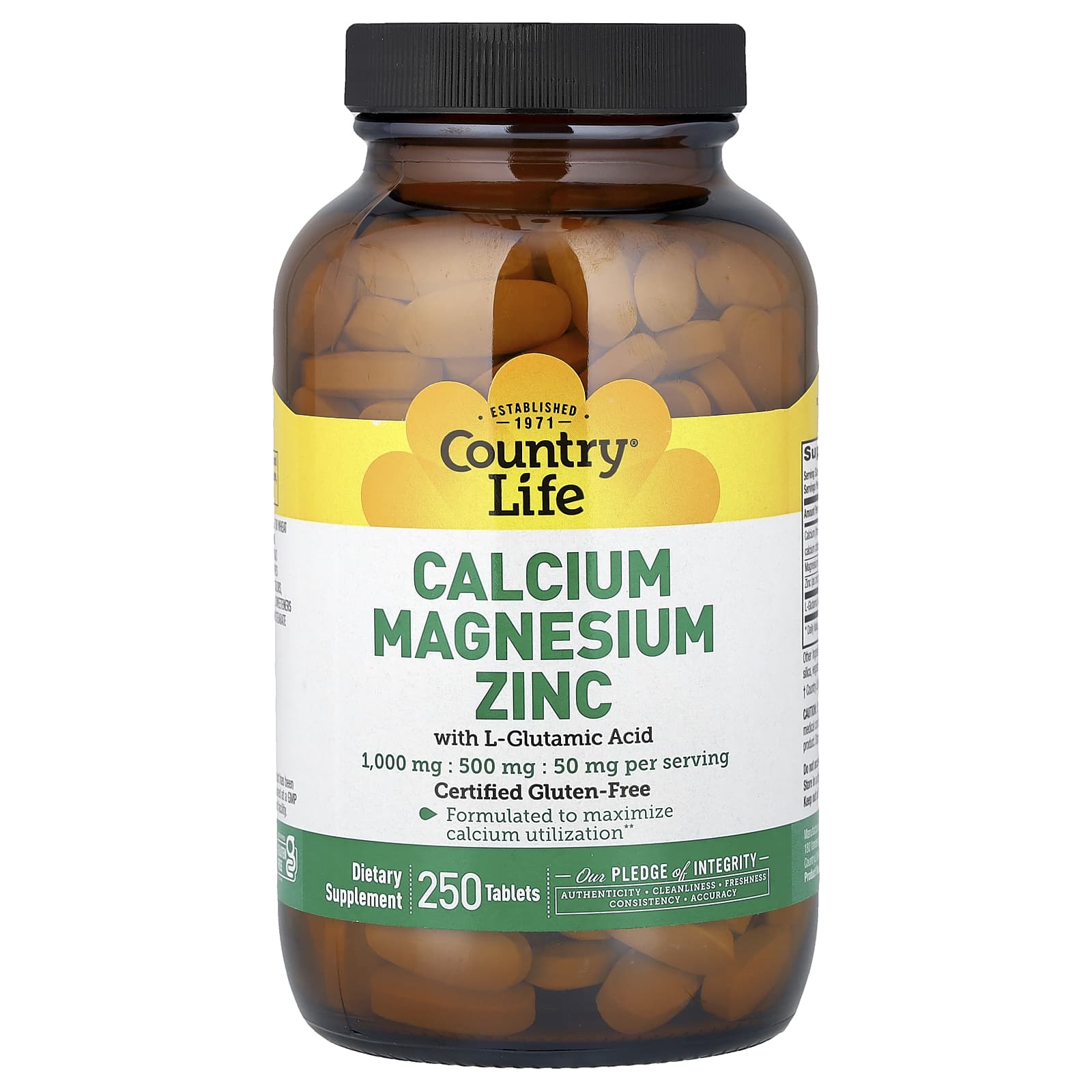 Country Life Calcium Magnesium Zinc – 250 comprimés — Tunisie