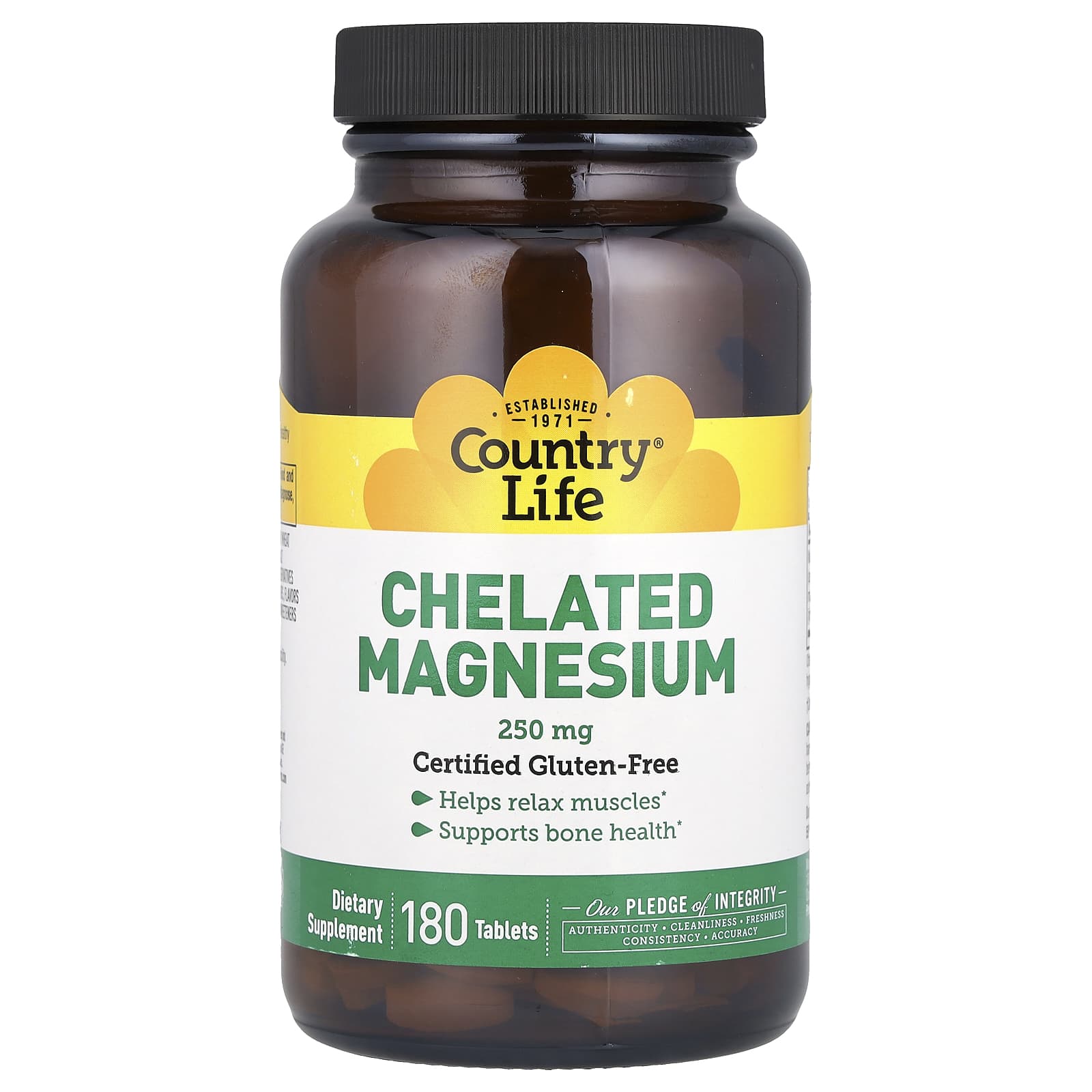 Country Life Chelated Magnesium – 180 comprimés — Tunisie