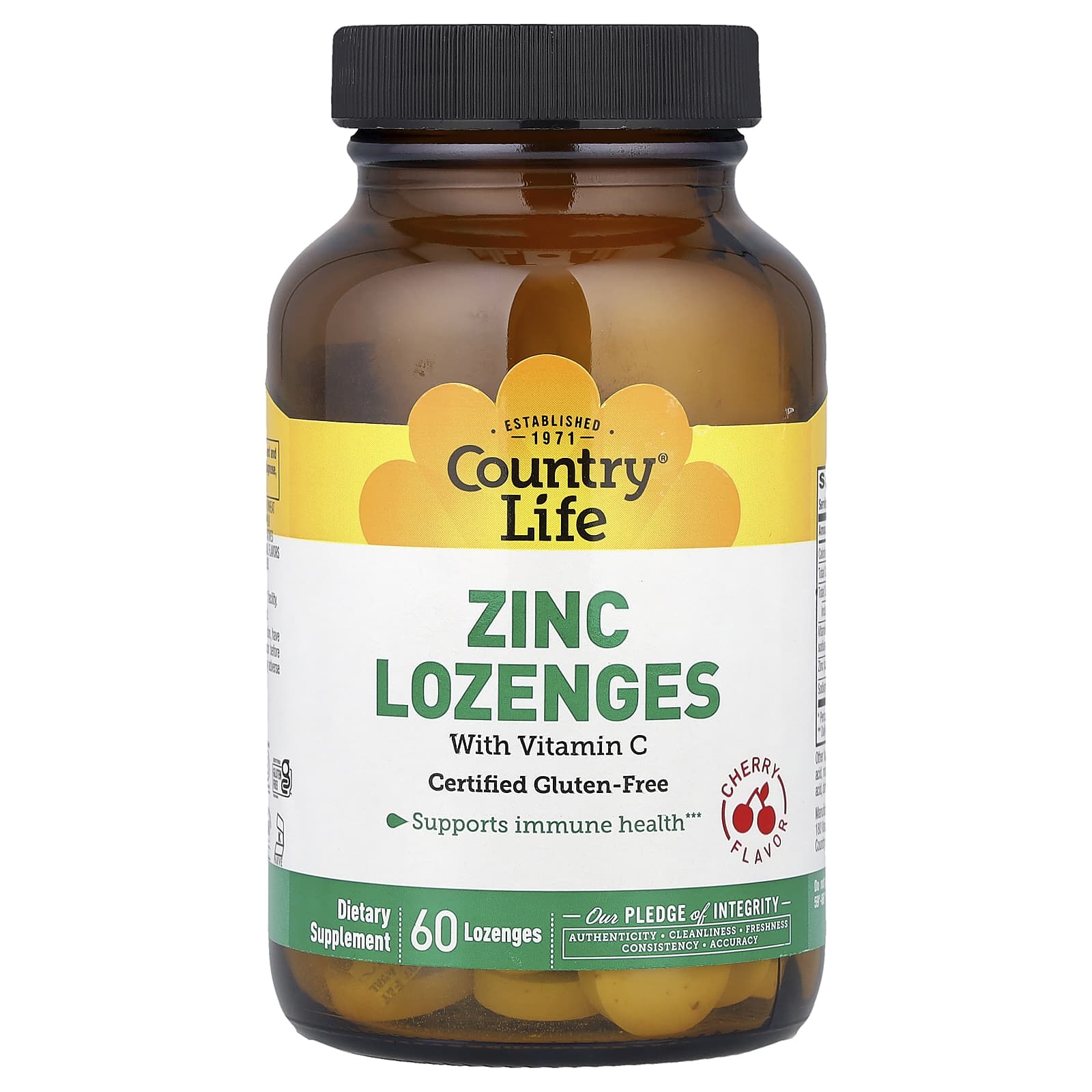 Country Life Zinc Lozenges with Vitamin C – Cherry – 60 pastilles — Tunisie