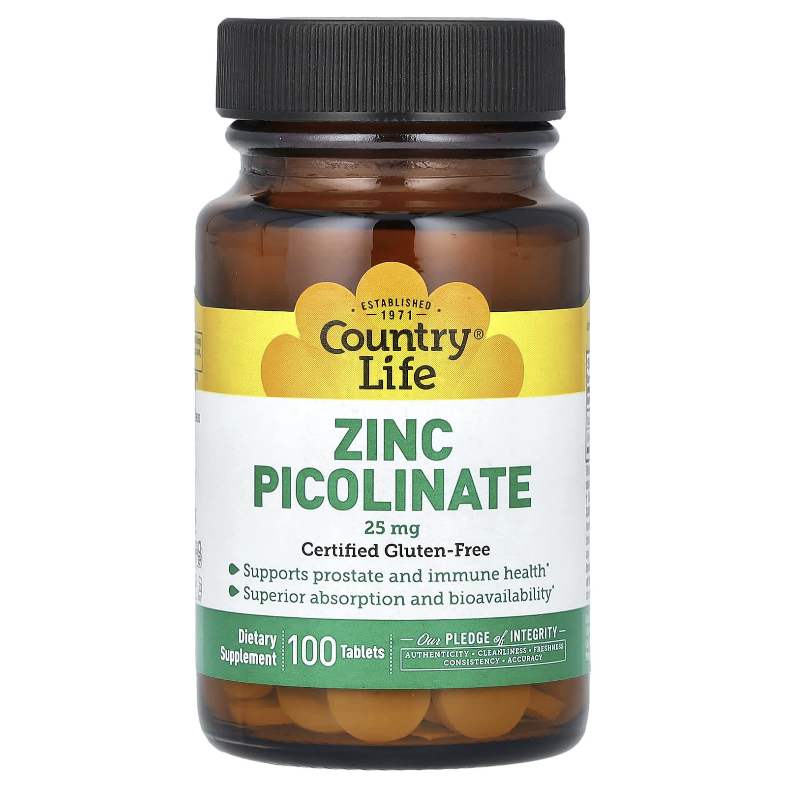 Country Life Zinc Picolinate – 100 comprimés — Tunisie