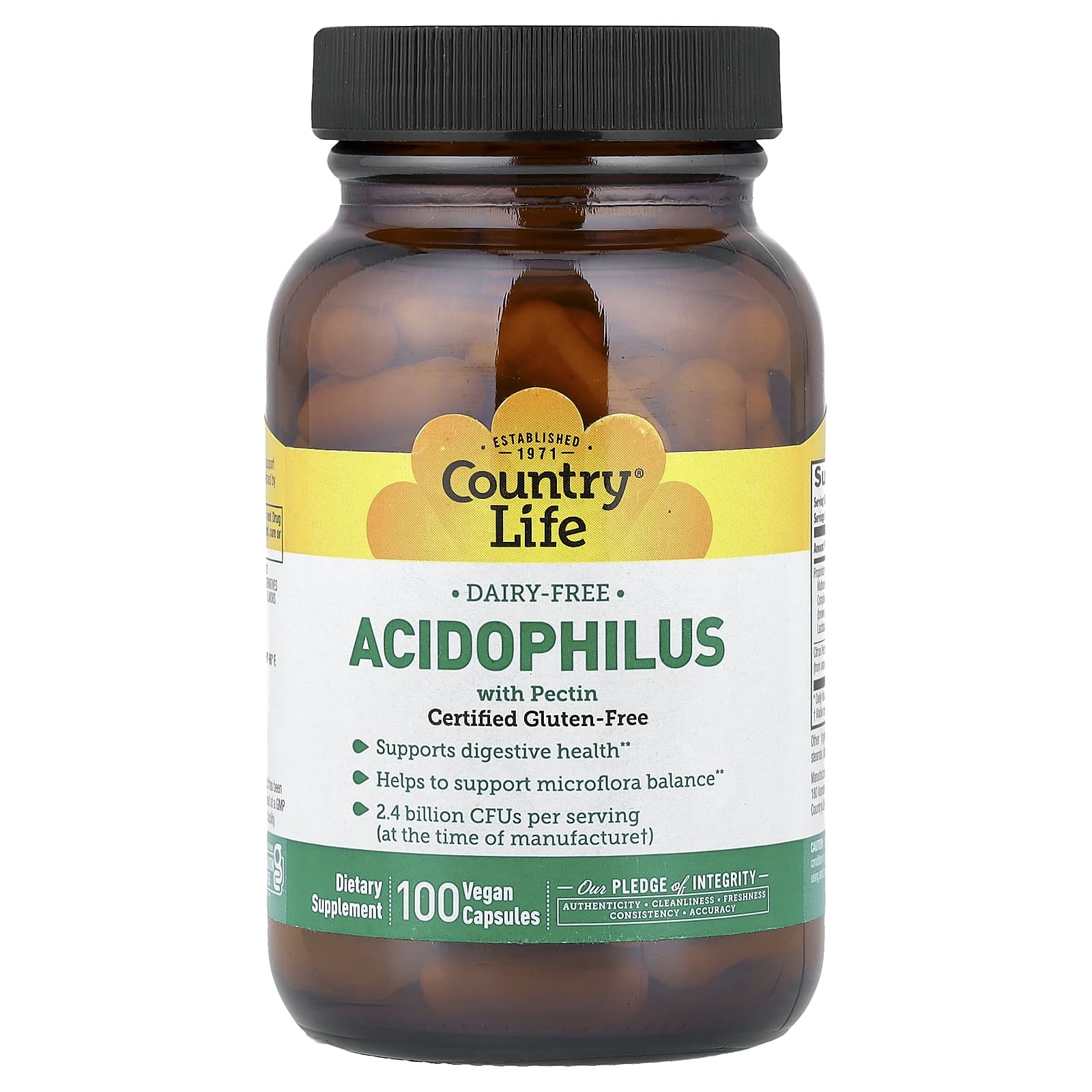 Country Life Acidophilus with Pectin – 100 gélules véganes — Tunisie