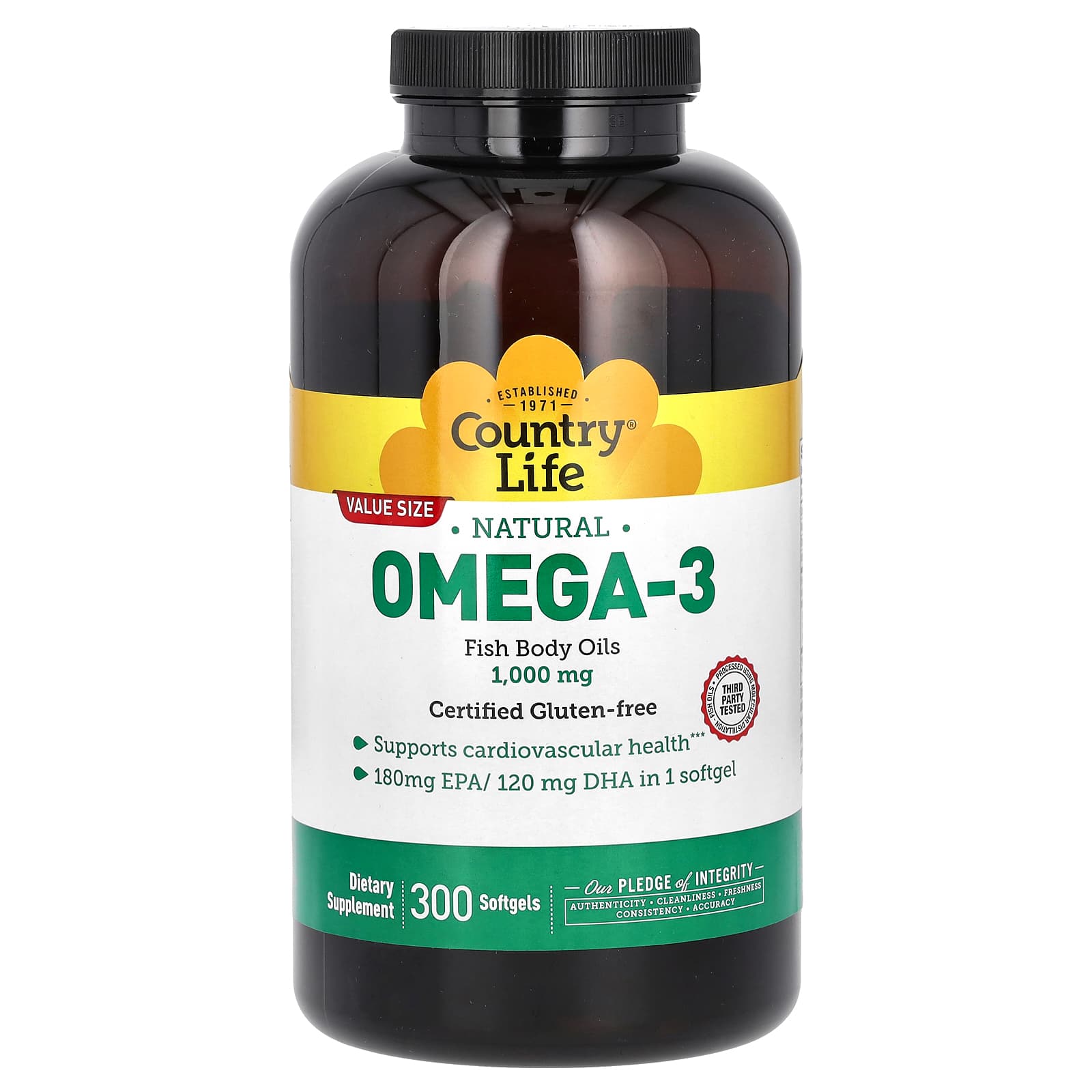 Country Life Natural Omega-3 – 300 capsules molles — Tunisie