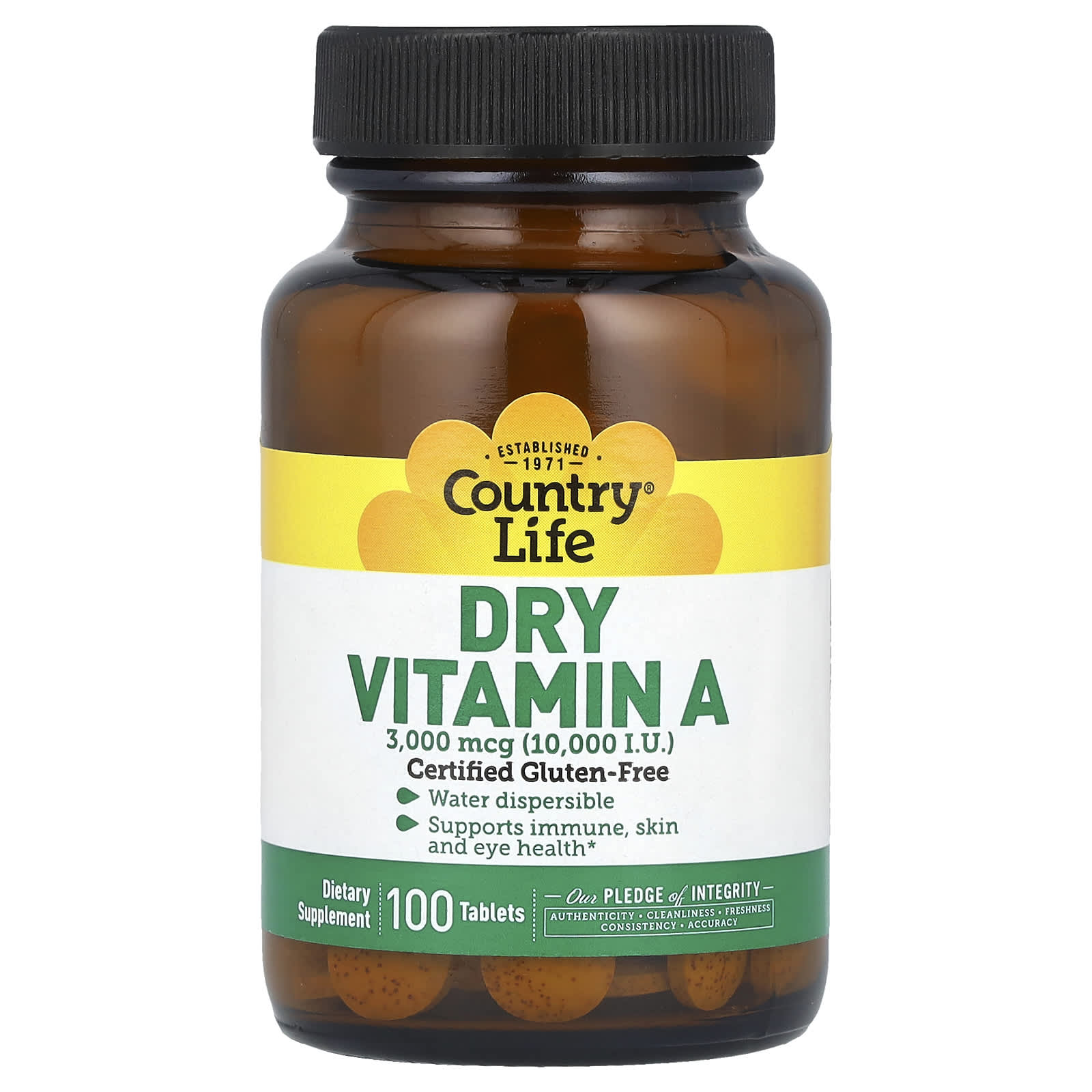 Country Life Dry Vitamin A – 100 comprimés — Tunisie