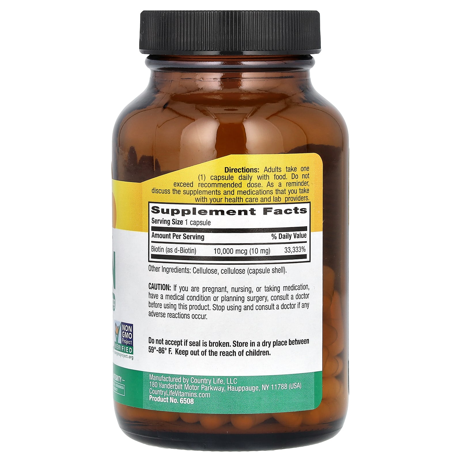 Country Life Biotin, High Potency – 120 gélules véganes — photo 2 sur 2