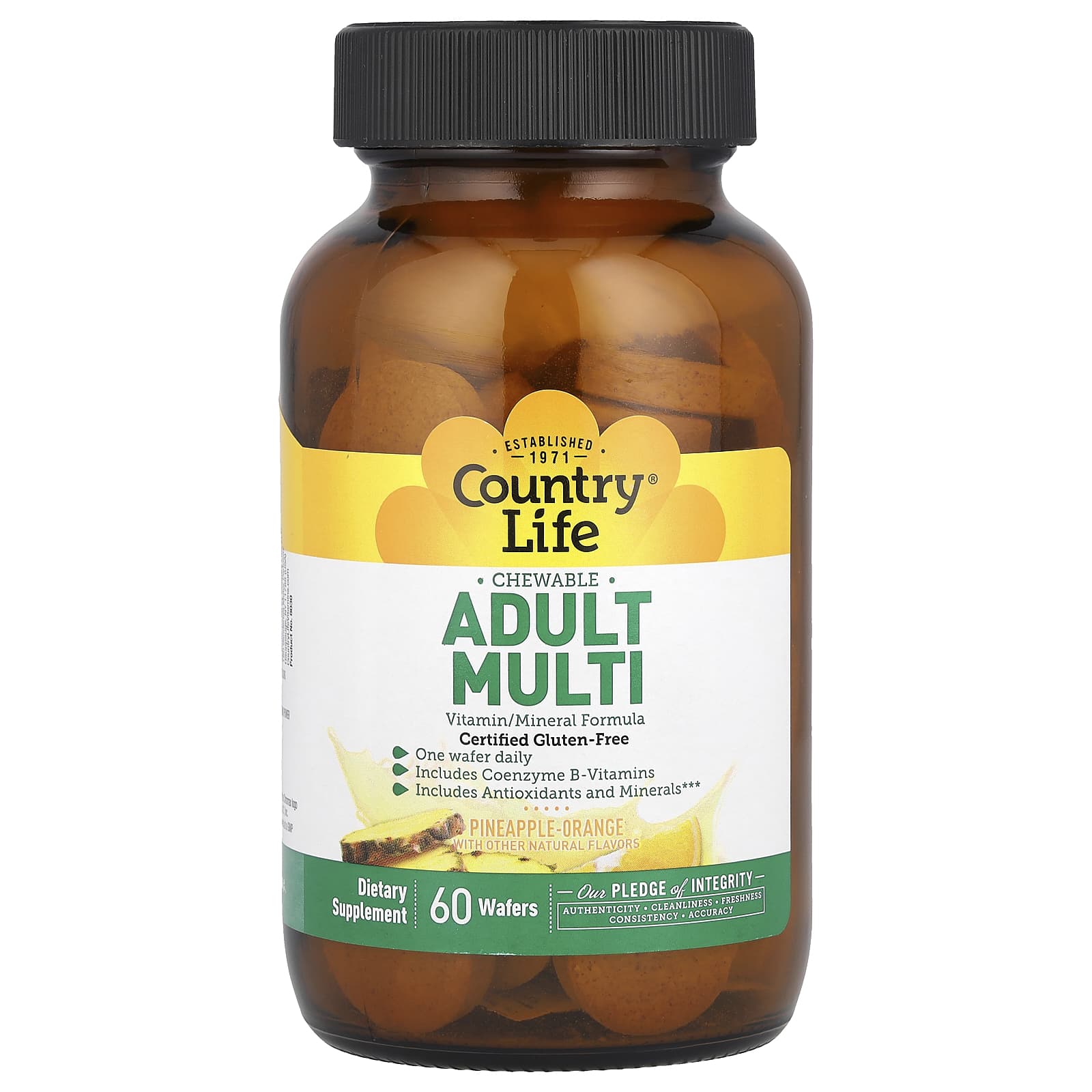 Country Life Chewable Adult Multi, 60 Wafers – Pineapple-Orange — Tunisie